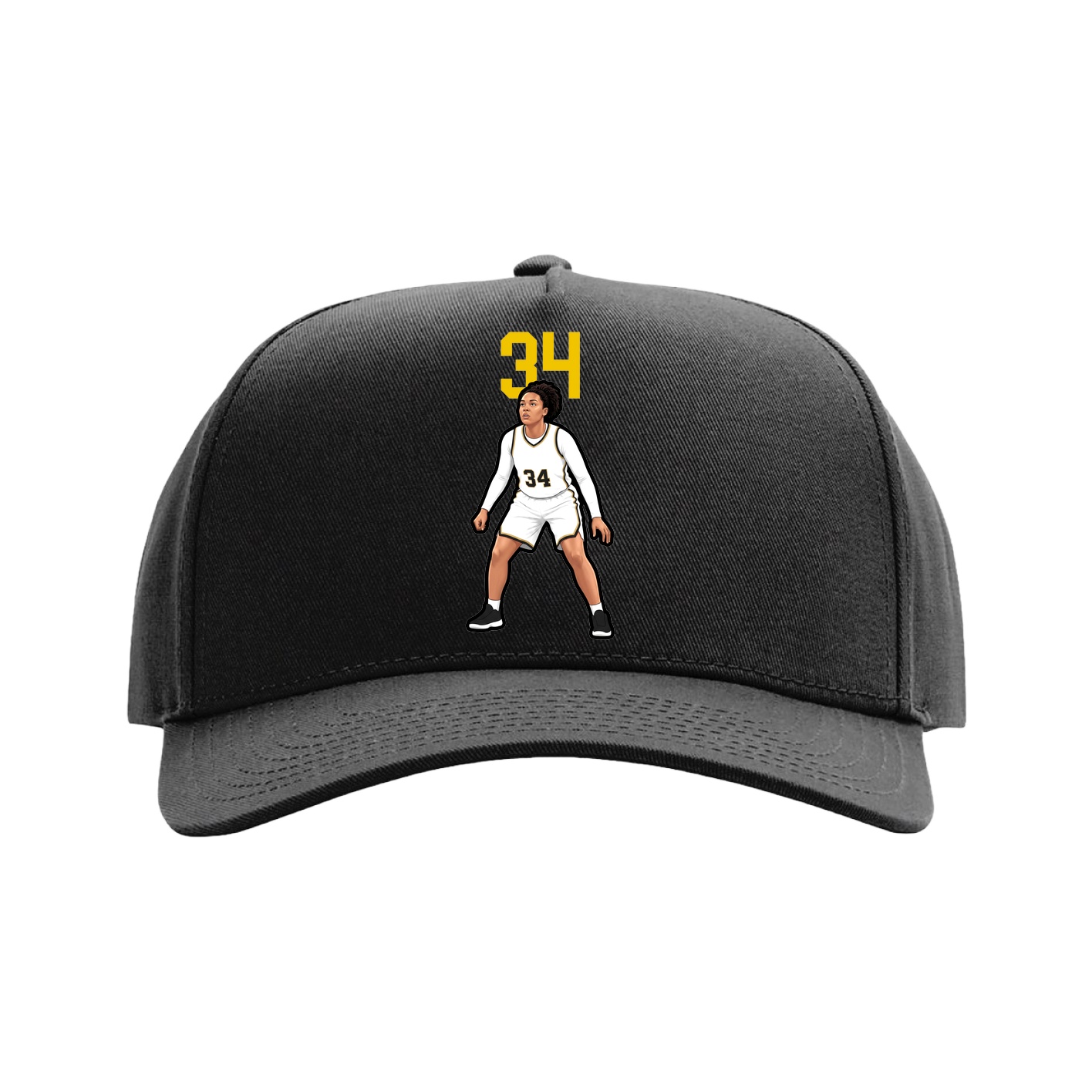 Full Fabric Five-Panel Champ Cap — Number Top in Black