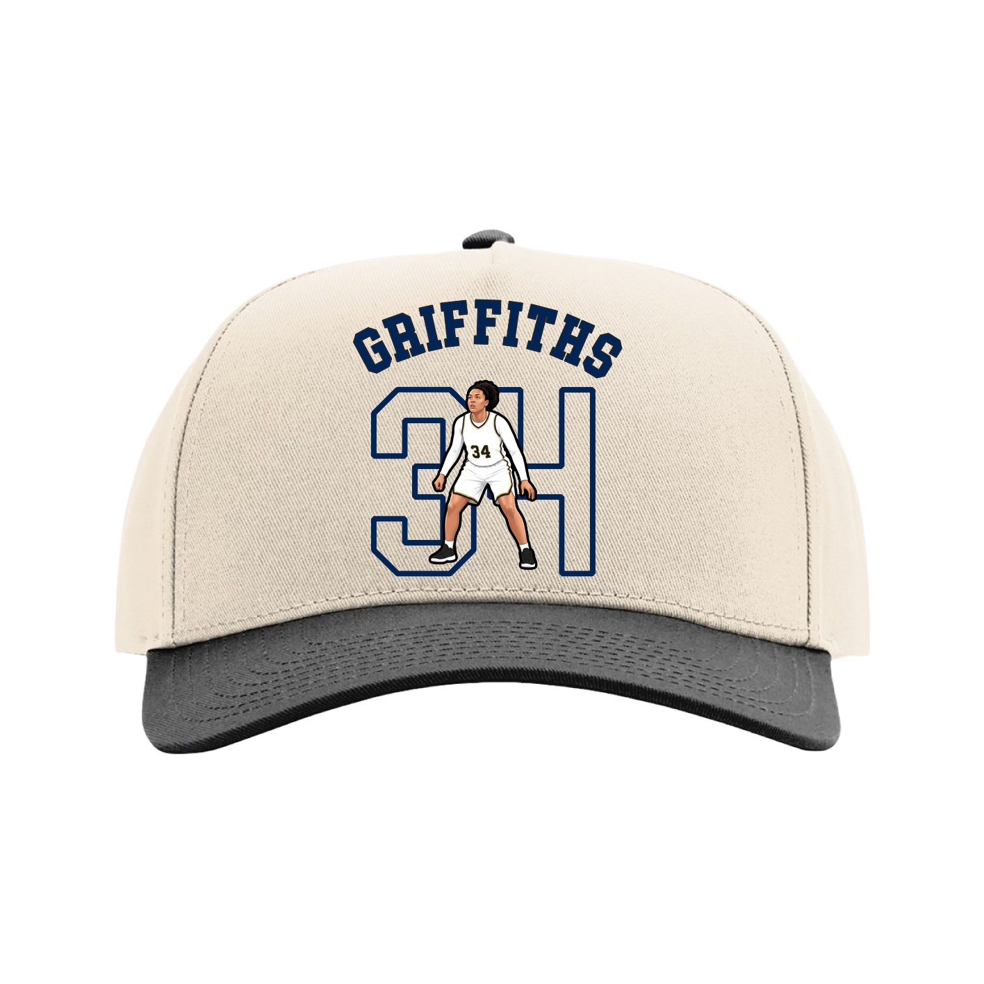 Full Fabric Five-Panel Champ Cap — Shirsey Arch in Cream/Black