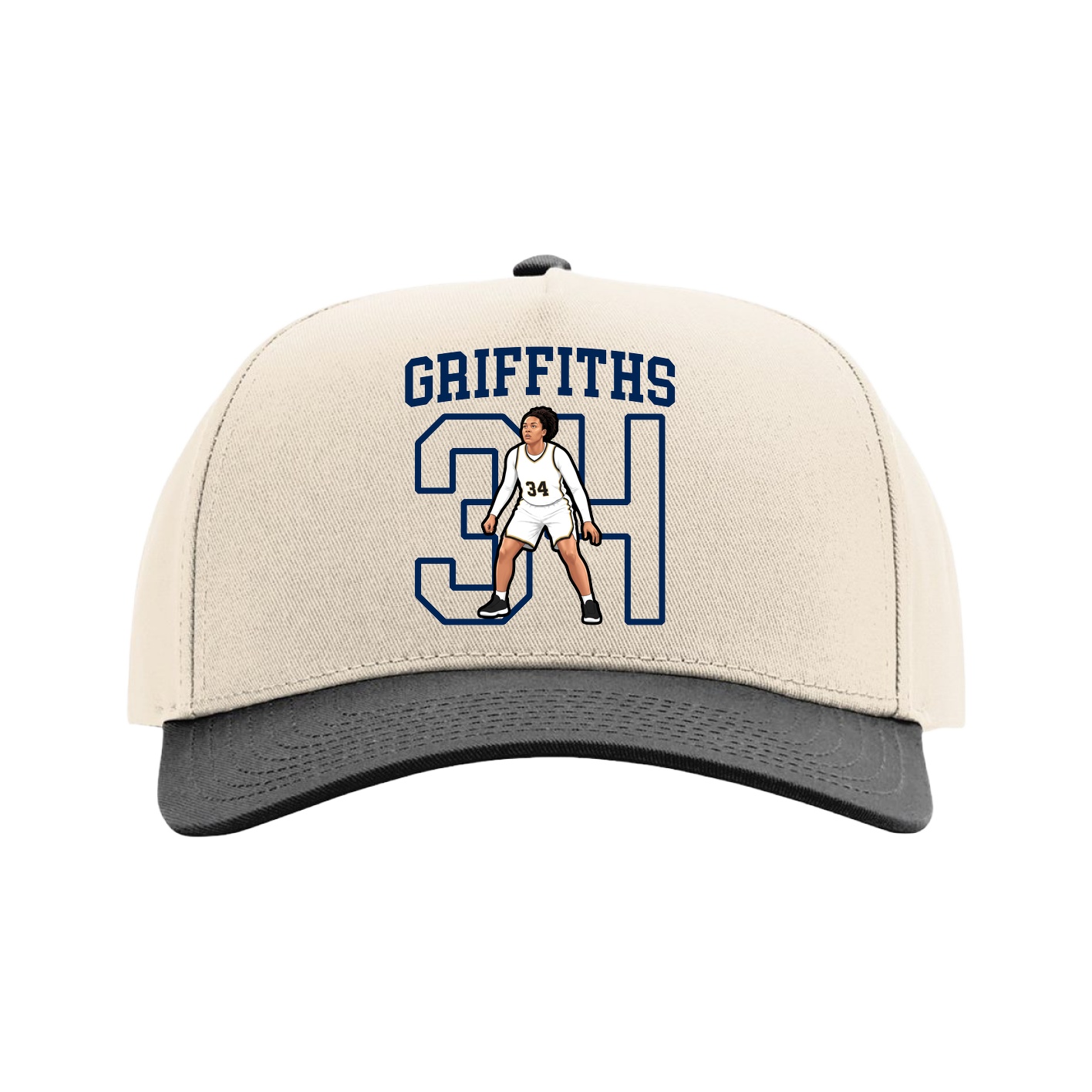 Full Fabric Five-Panel Champ Cap — Shirsey in Cream/Black