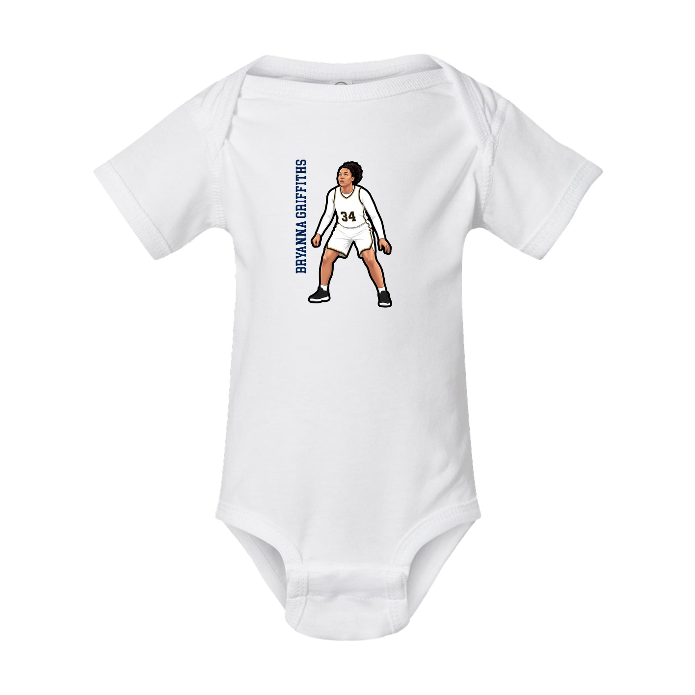 Baby Onesie — Name Vertical in White