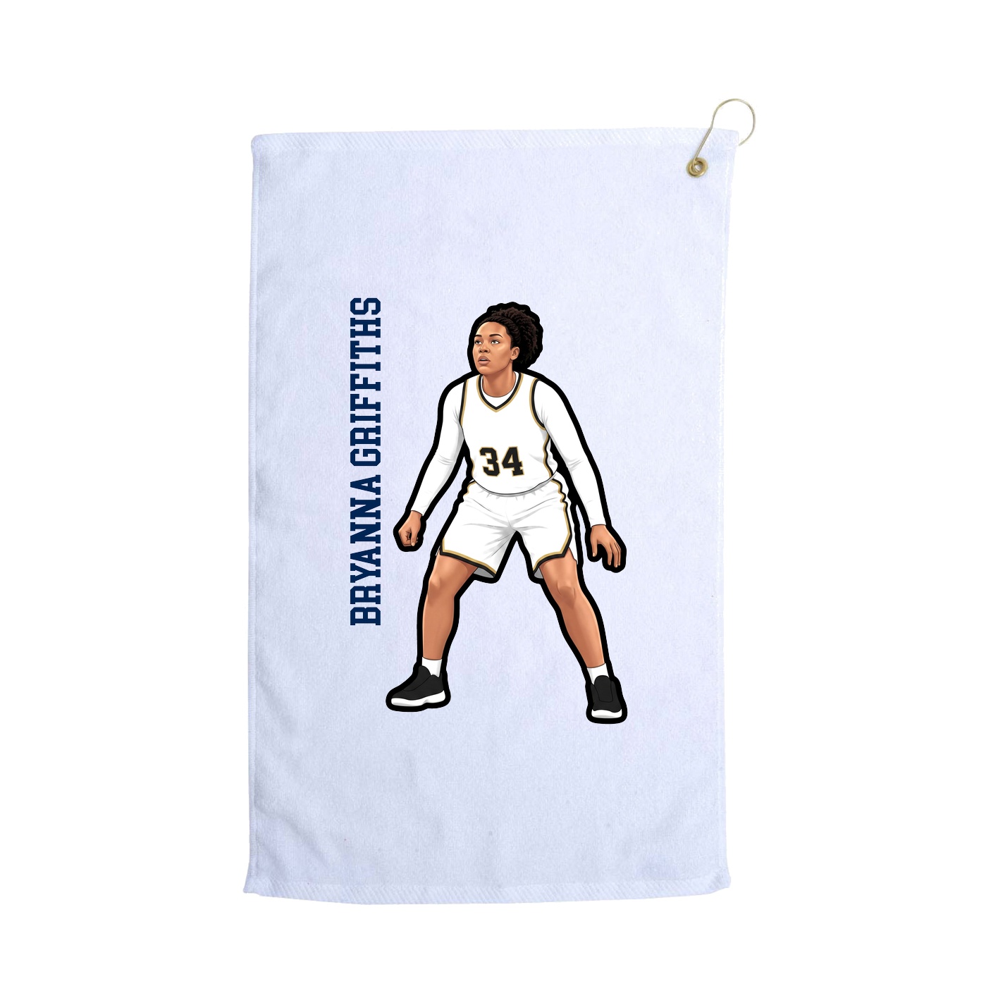 Golf Towel — Name Vertical in White