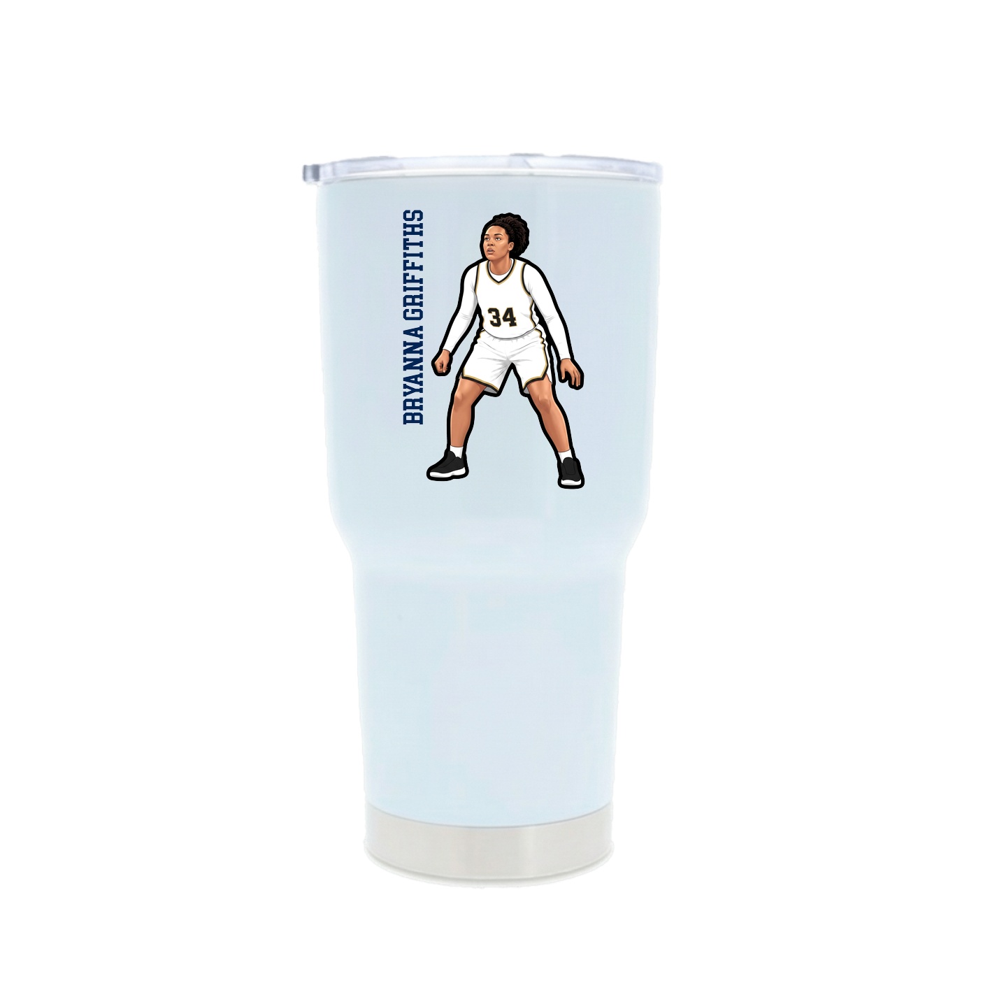 30oz Stainless Steel Tumbler — Name Vertical in White