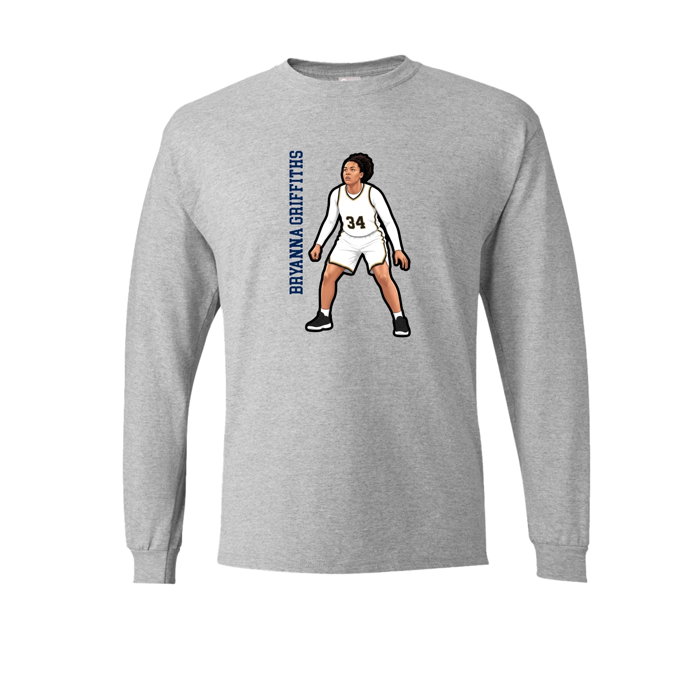 Long Sleeve Tee — Name Vertical in Grey