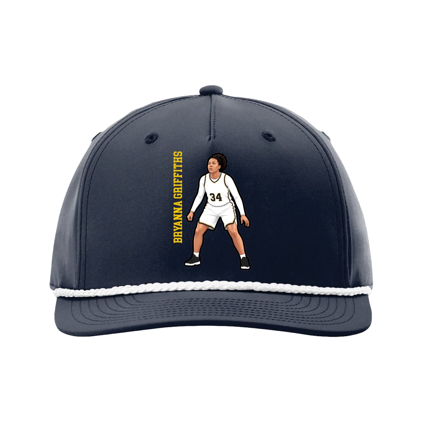 Five-Panel Classic Rope Cap — Name Vertical in Navy