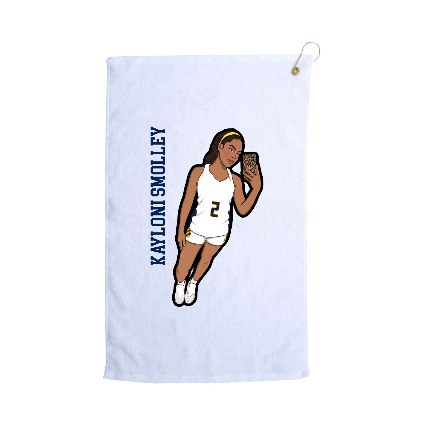 Golf Towel — Name Vertical in White