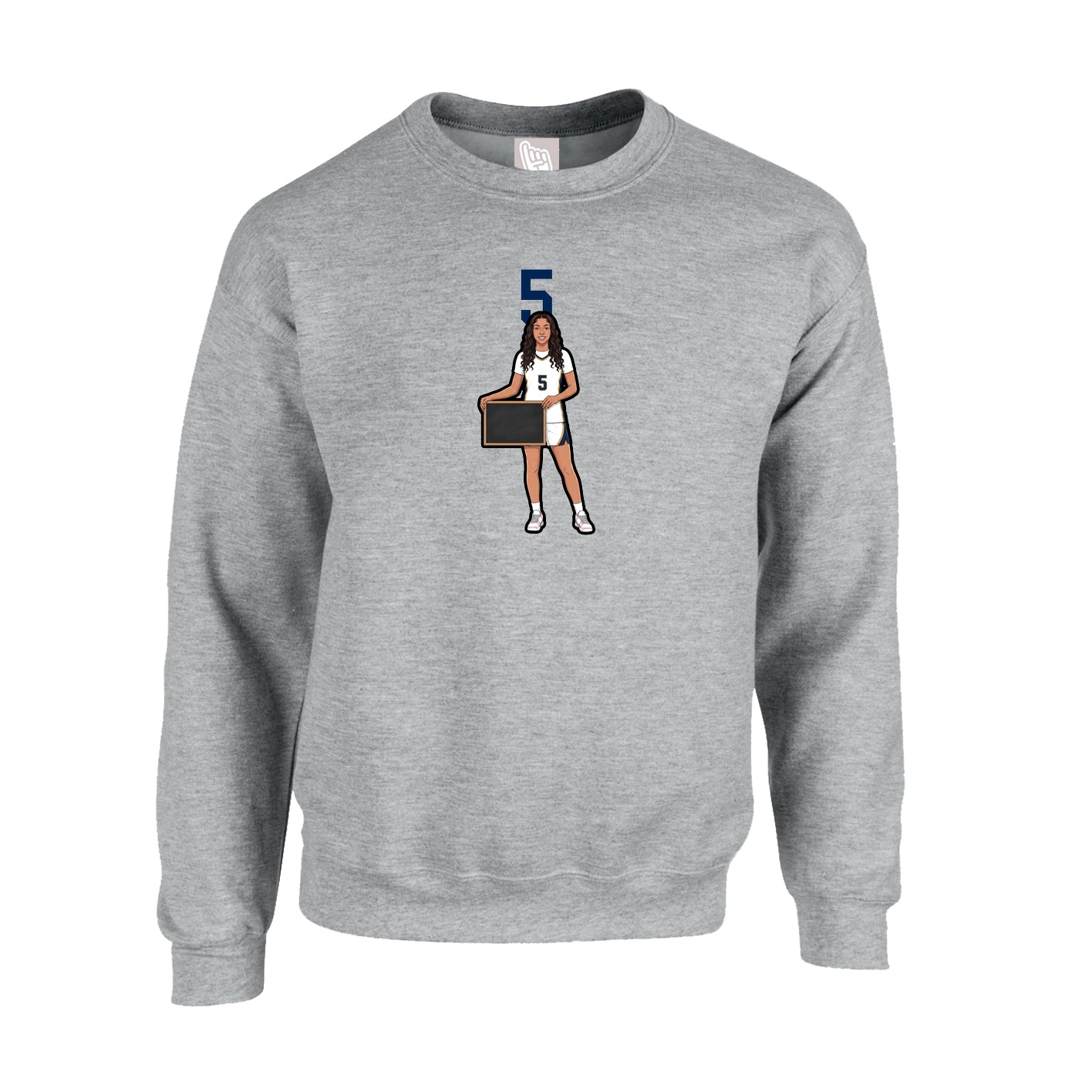 Fleece Crew — Number Top in Grey