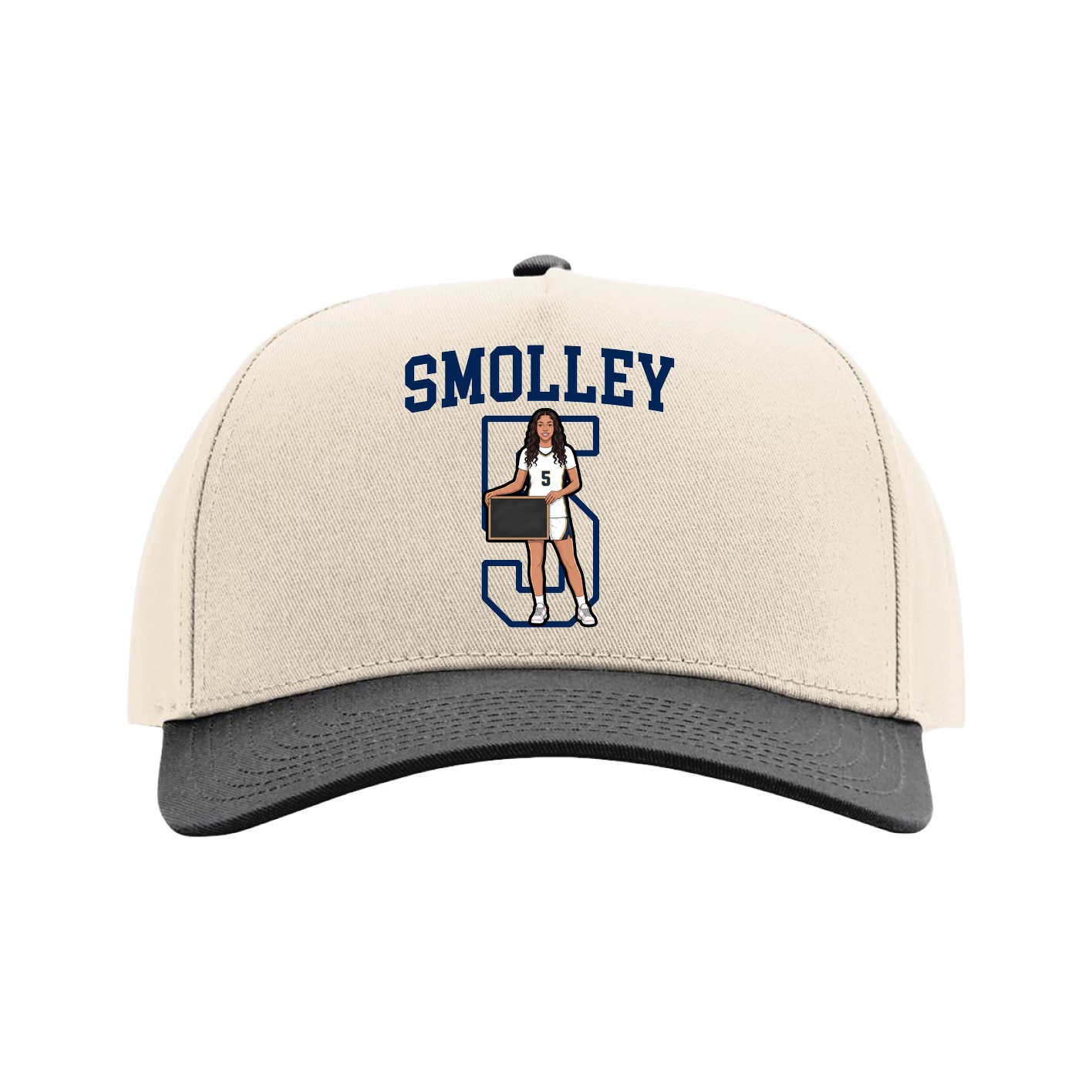Full Fabric Five-Panel Champ Cap — Shirsey in Cream/Black