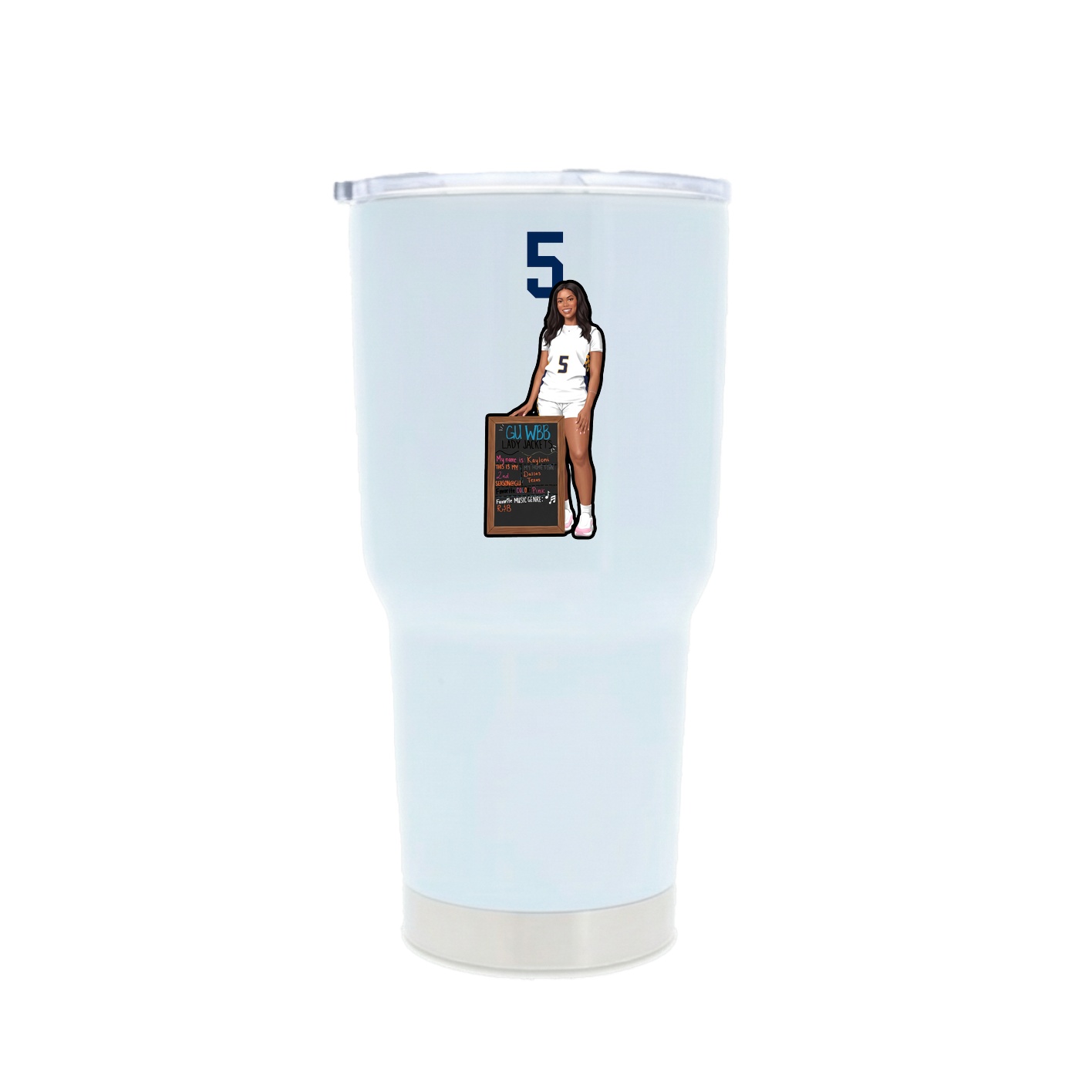 30oz Stainless Steel Tumbler — Number Top in White