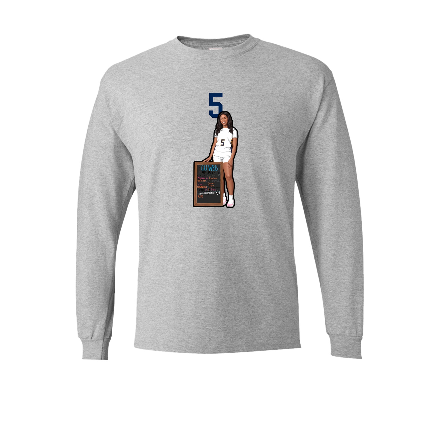 Long Sleeve Tee — Number Top in Grey