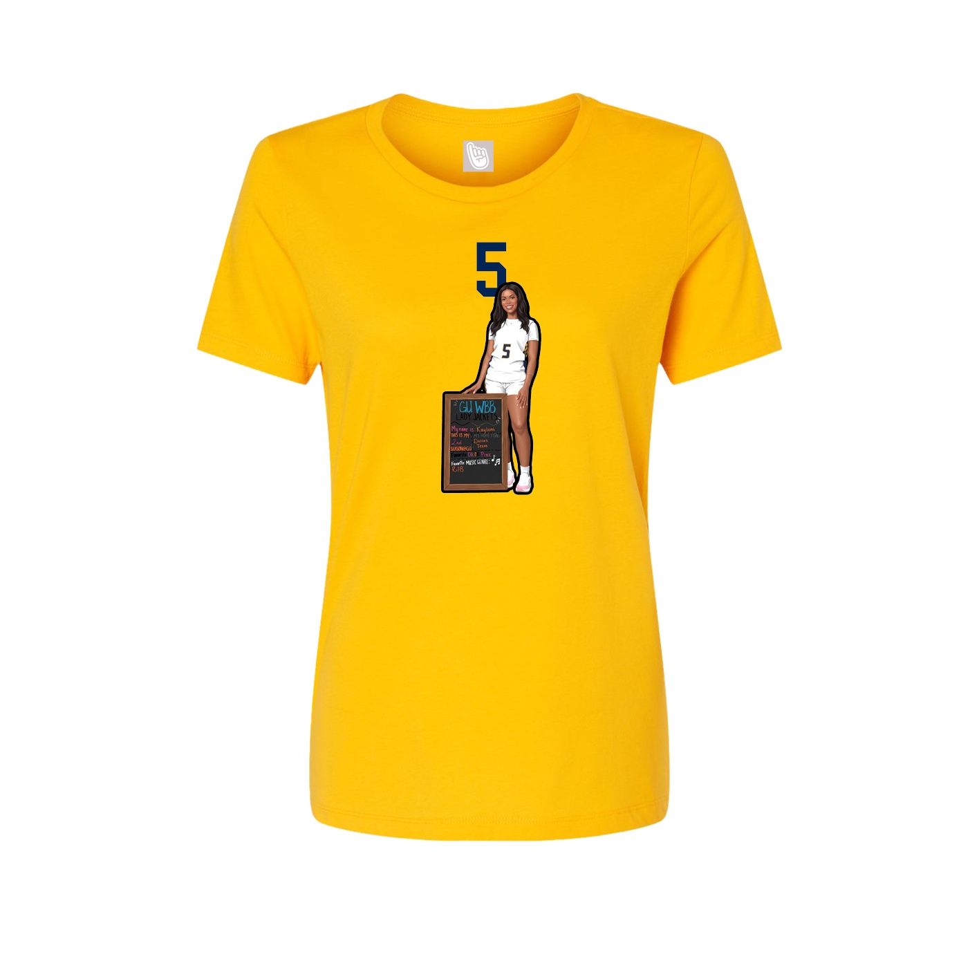 Fitted Women's Tee — Number Top in Gold