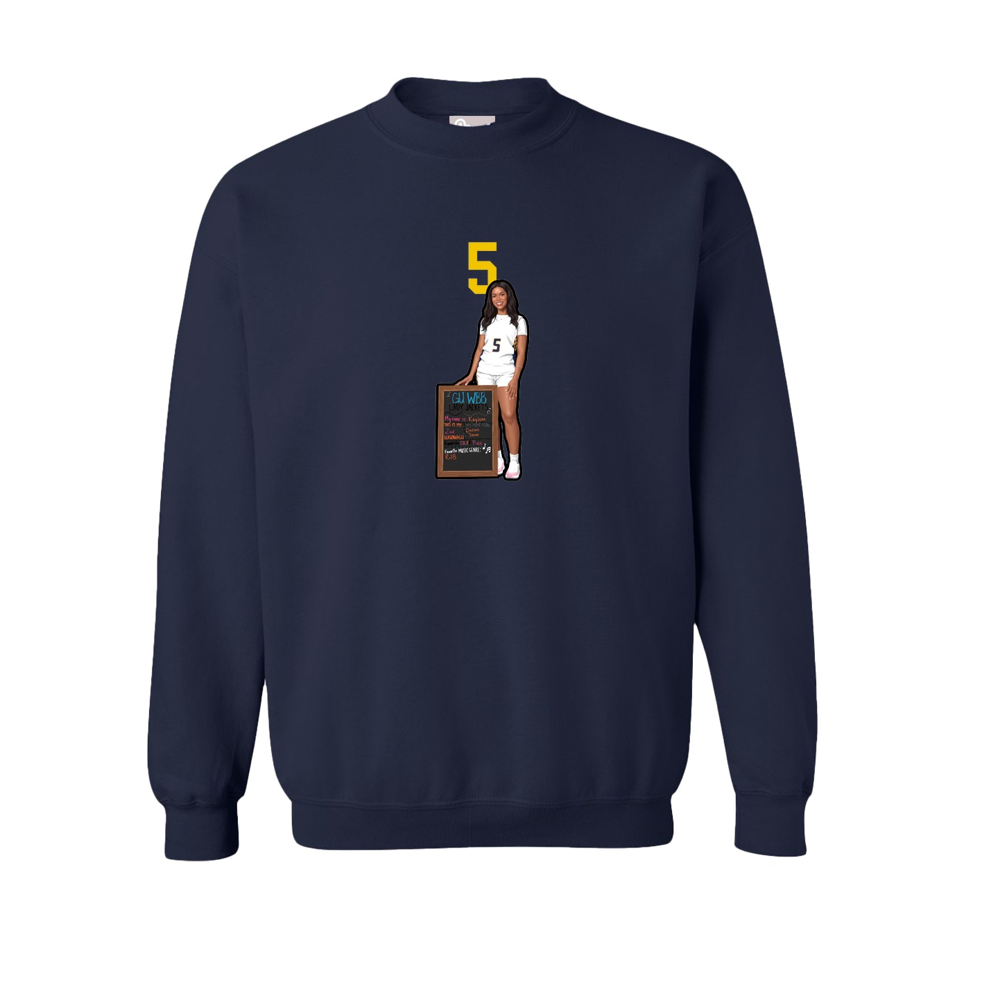 Fleece Crew — Number Top in Navy