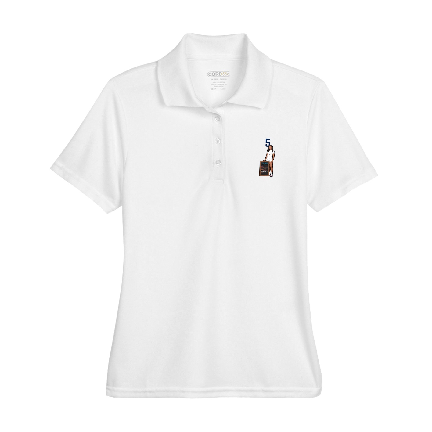 Womens Performance Polo — Number Top in White