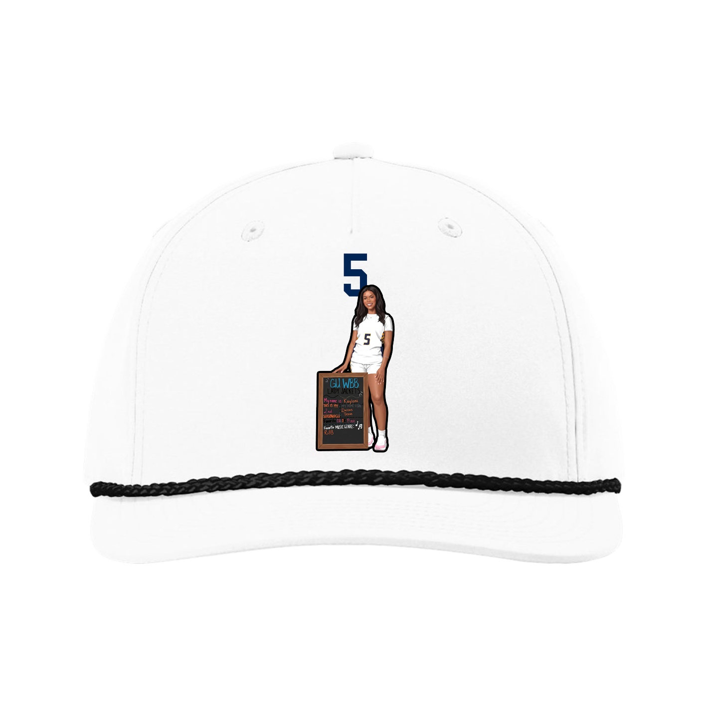 Five-Panel Classic Rope Cap — Number Top in White