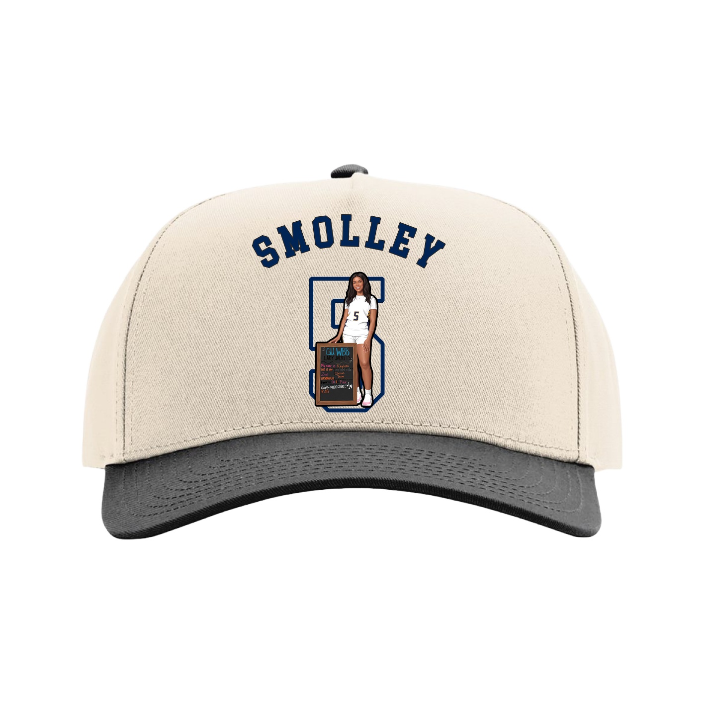 Full Fabric Five-Panel Champ Cap — Shirsey Arch in Cream/Black
