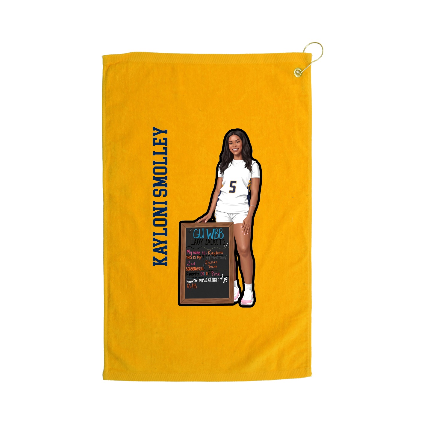 Golf Towel — Name Vertical in Gold