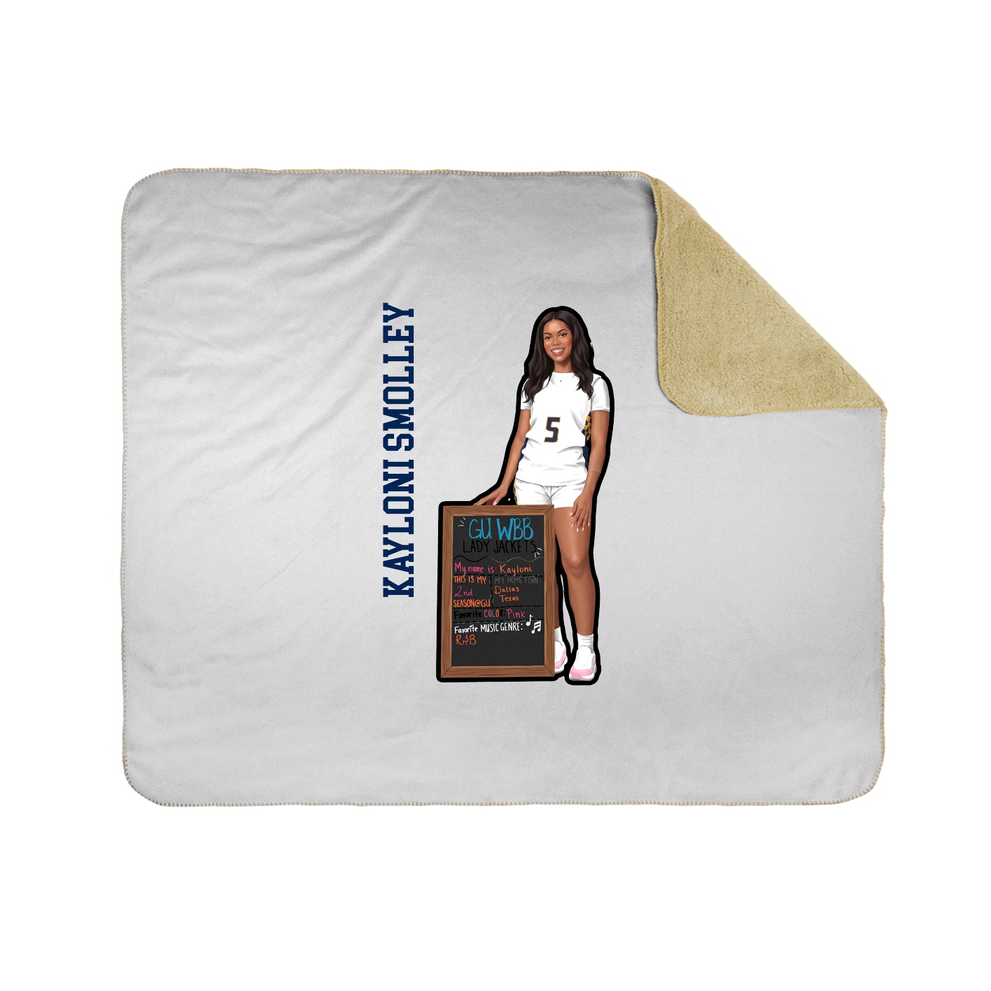 Throw Blanket — Name Vertical in White