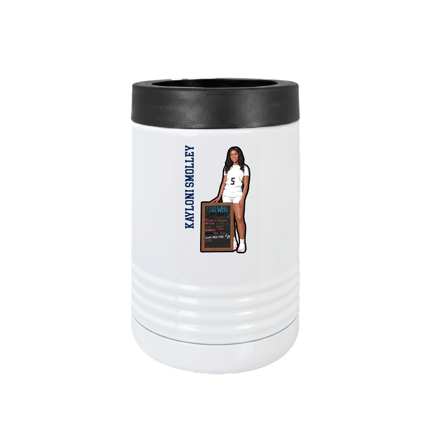 Beverage Holder — Name Vertical in White
