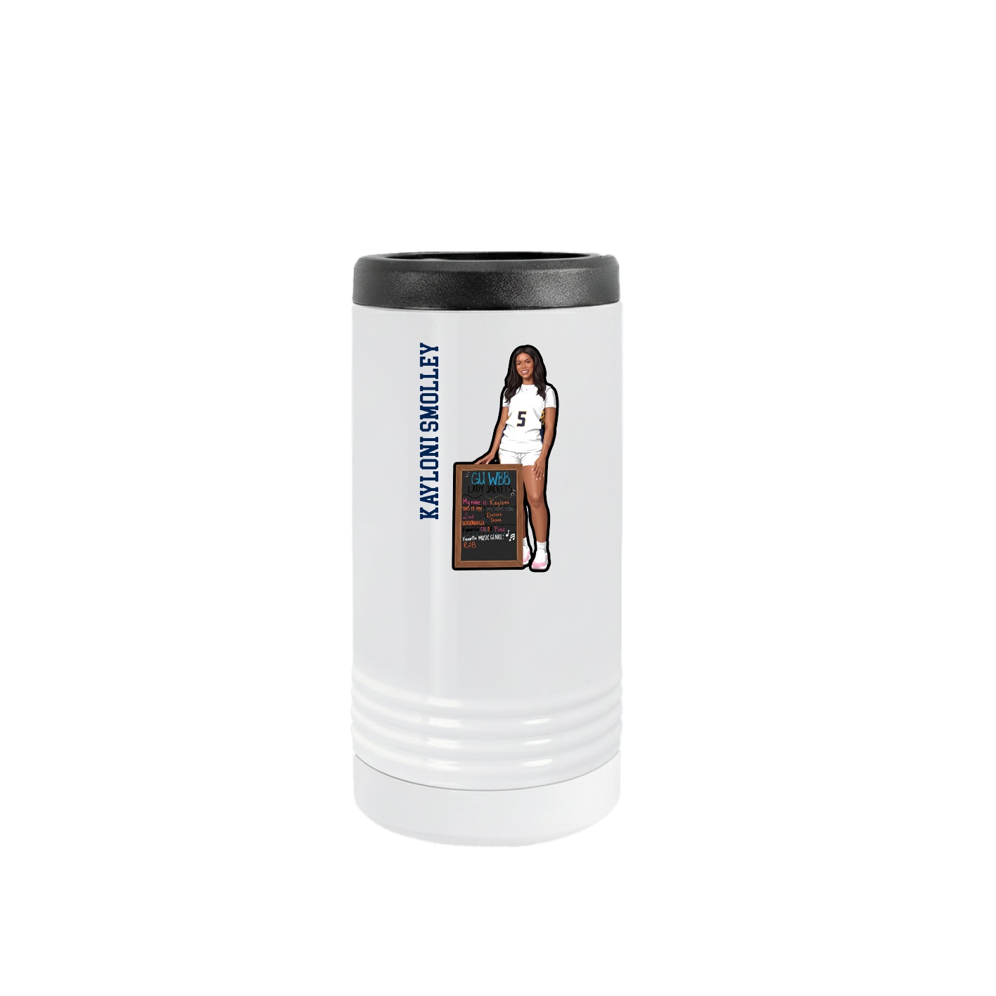 Slim Beverage Holder — Name Vertical in White