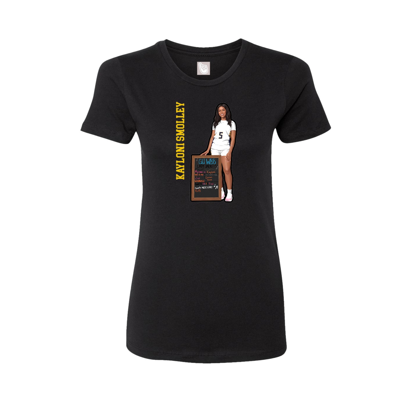 Womens Tee — Name Vertical in Black