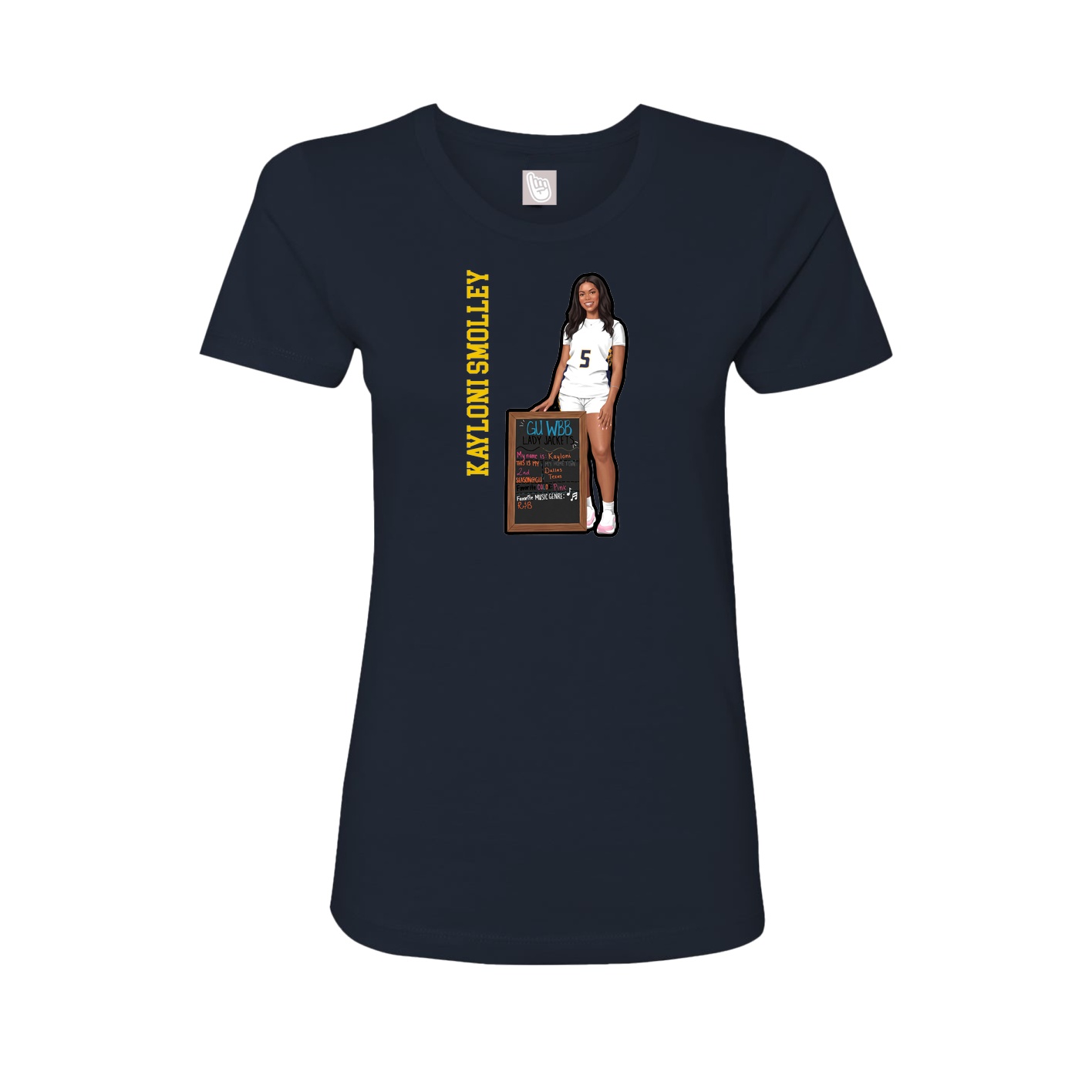Fitted Women's Tee — Name Vertical in Navy