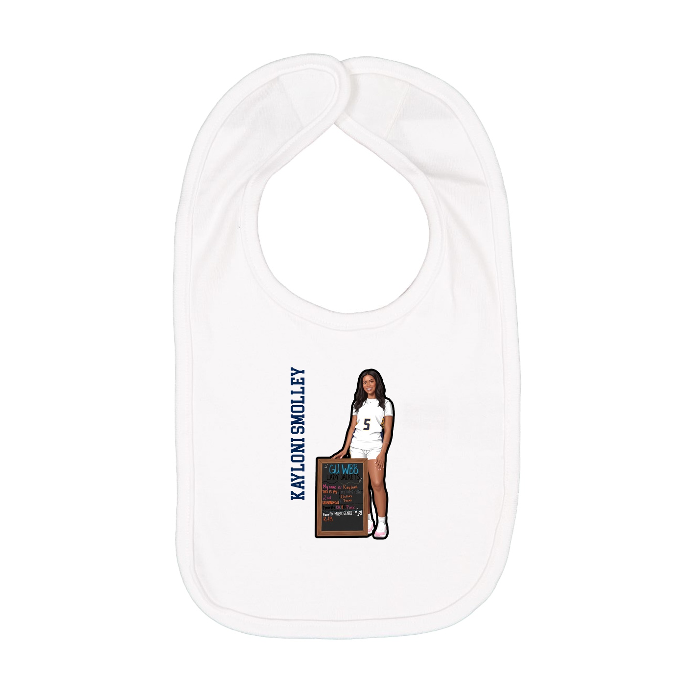 Infant Bib — Name Vertical in White