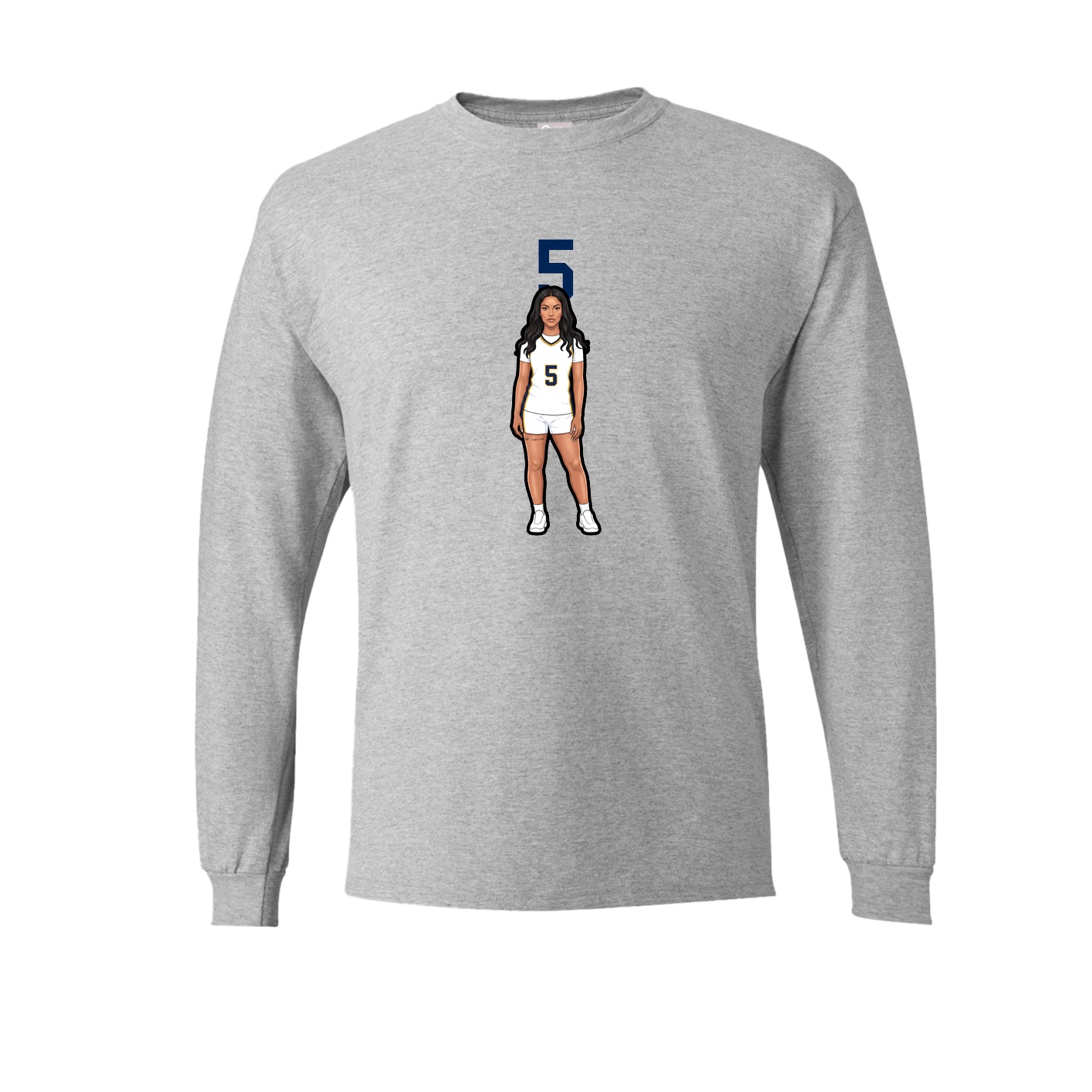 Long Sleeve Tee — Number Top in Grey