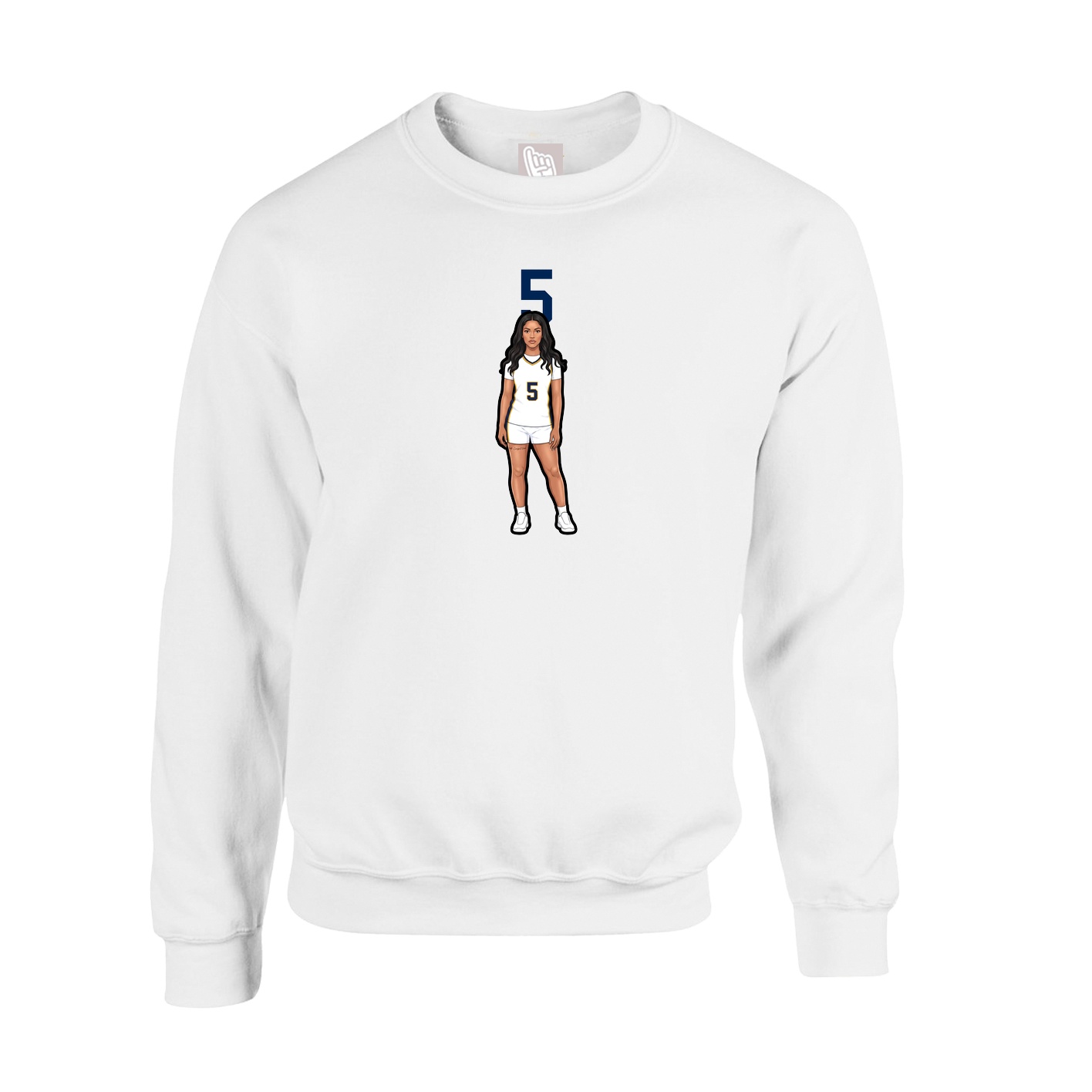 Fleece Crew — Number Top in White