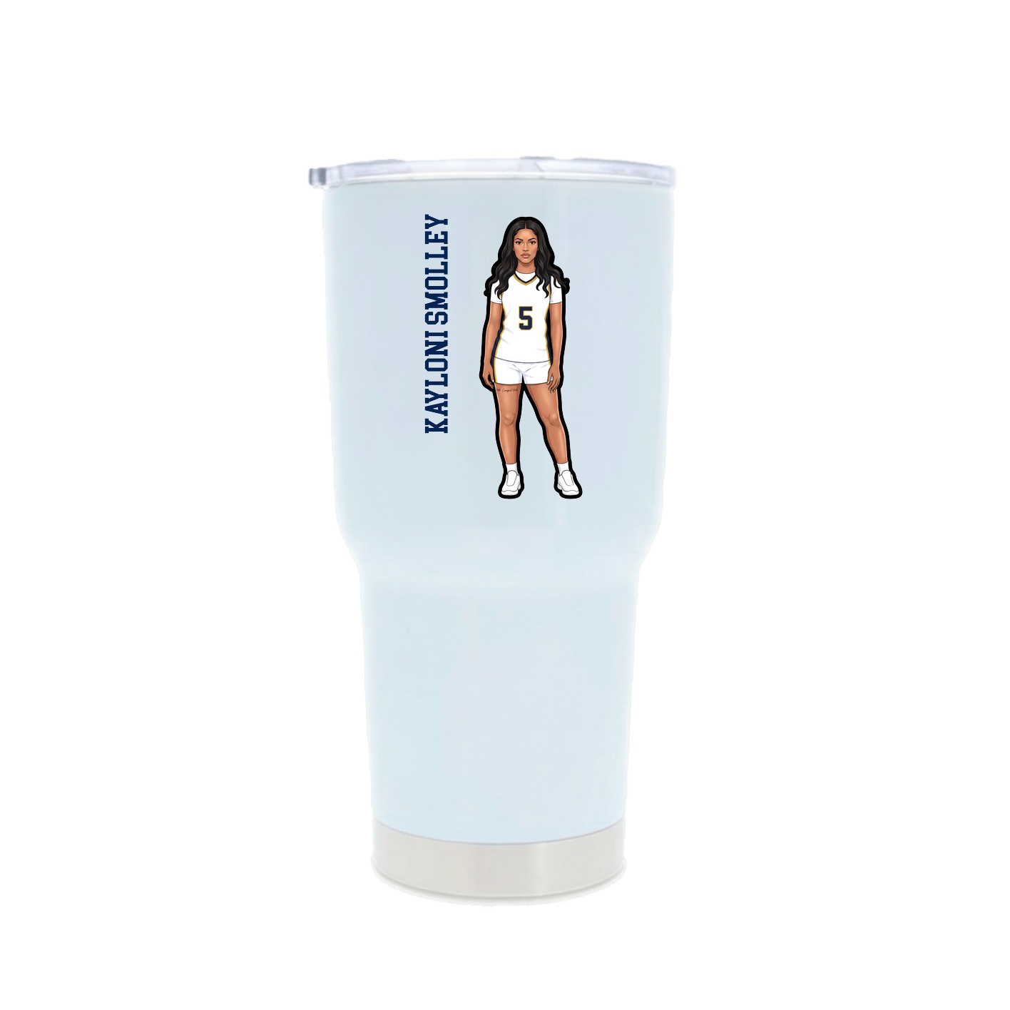 30oz Stainless Steel Tumbler — Name Vertical in White