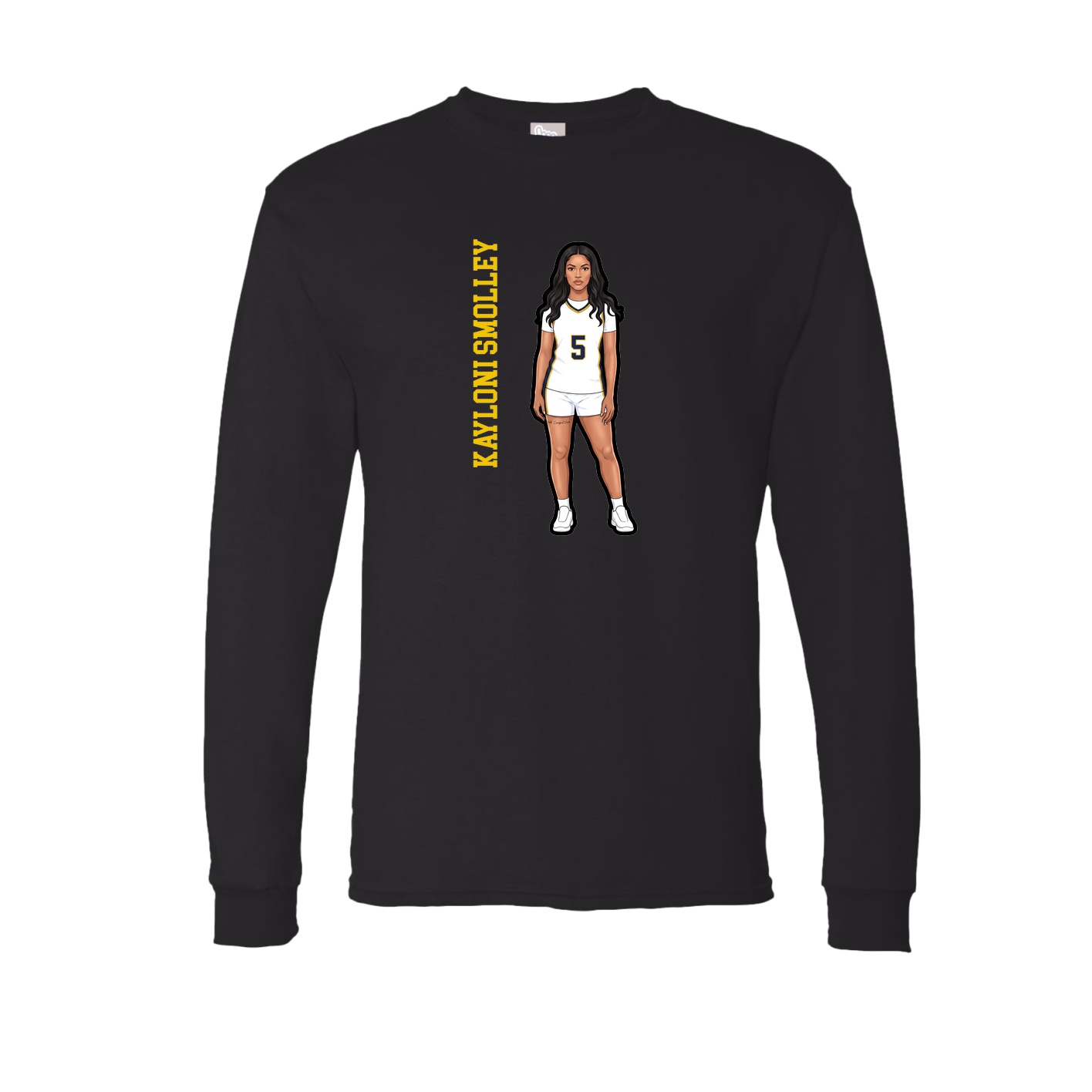 Long Sleeve Tee — Name Vertical in Black