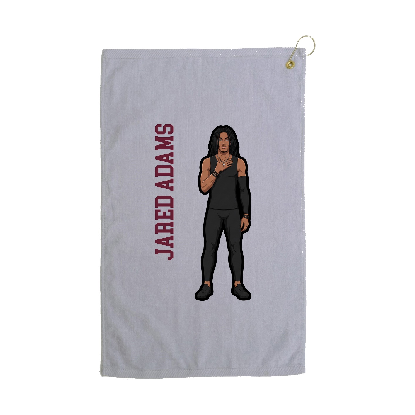 Golf Towel — Name Vertical in Grey
