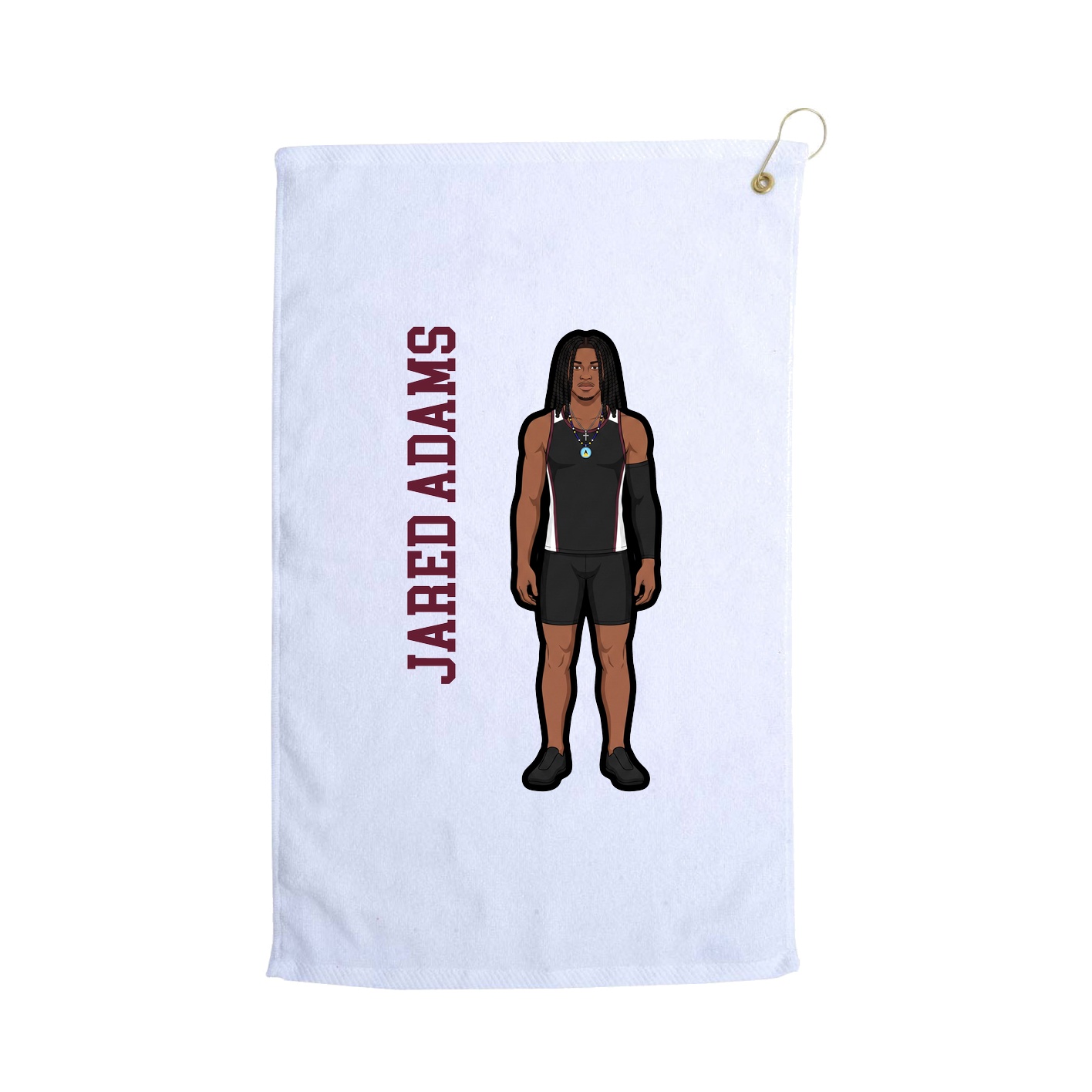 Golf Towel — Name Vertical in White