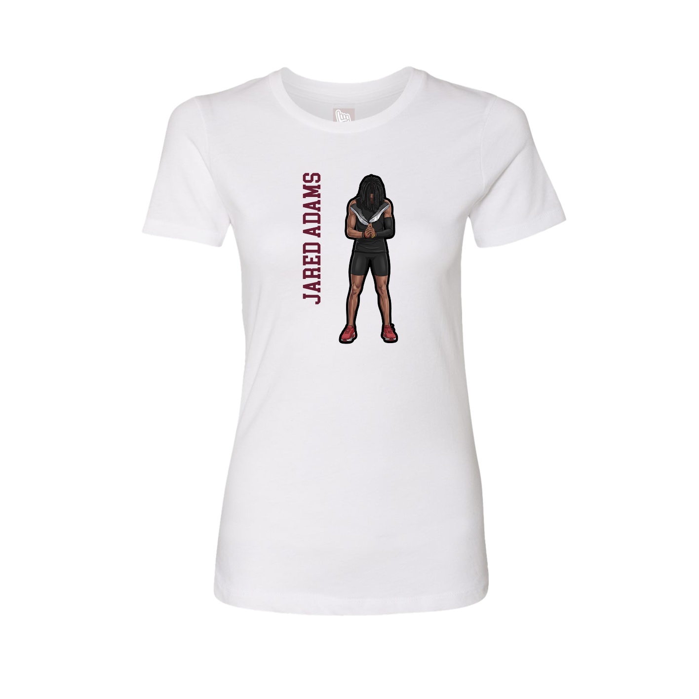 Womens Tee — Name Vertical in White