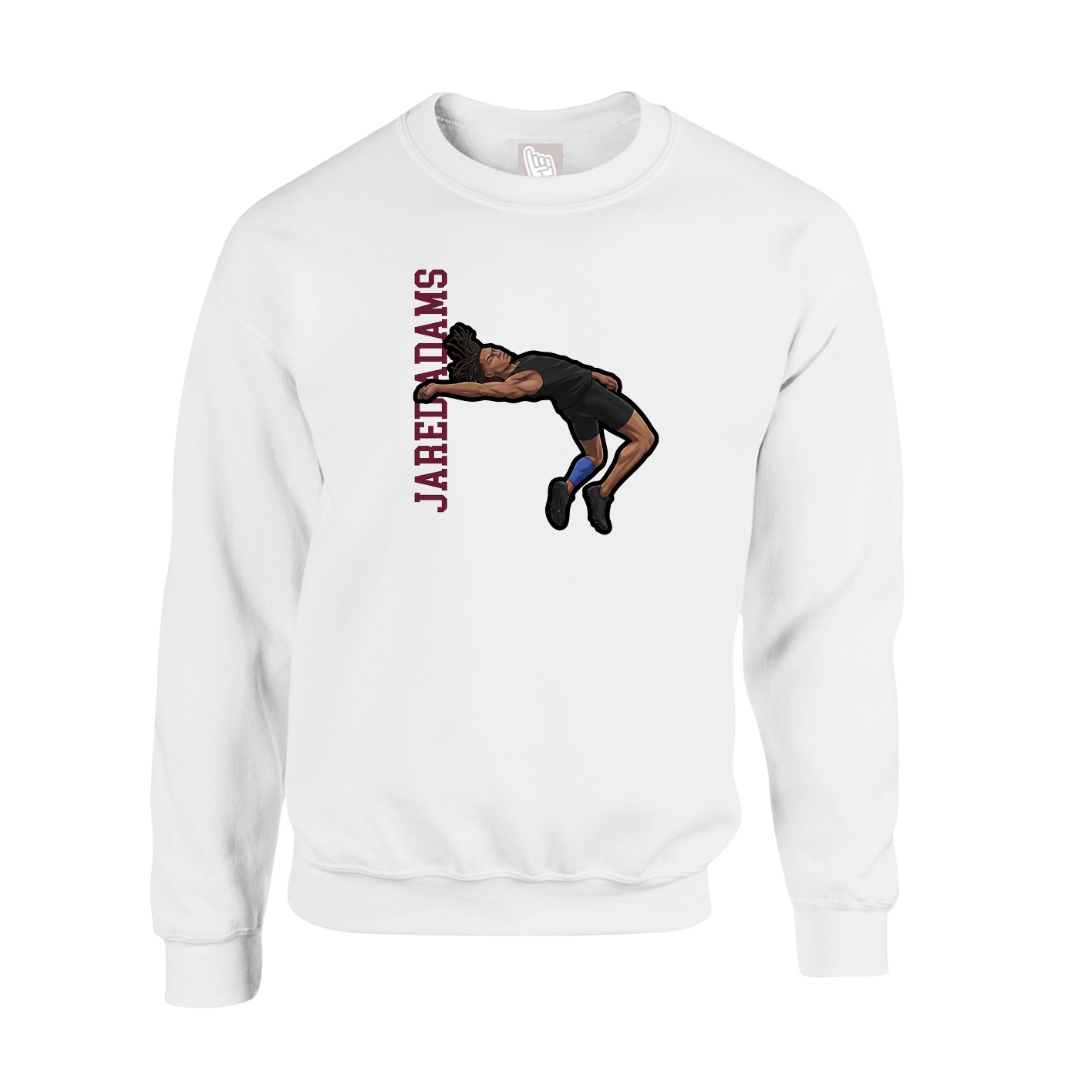 Fleece Crew — Name Vertical in White