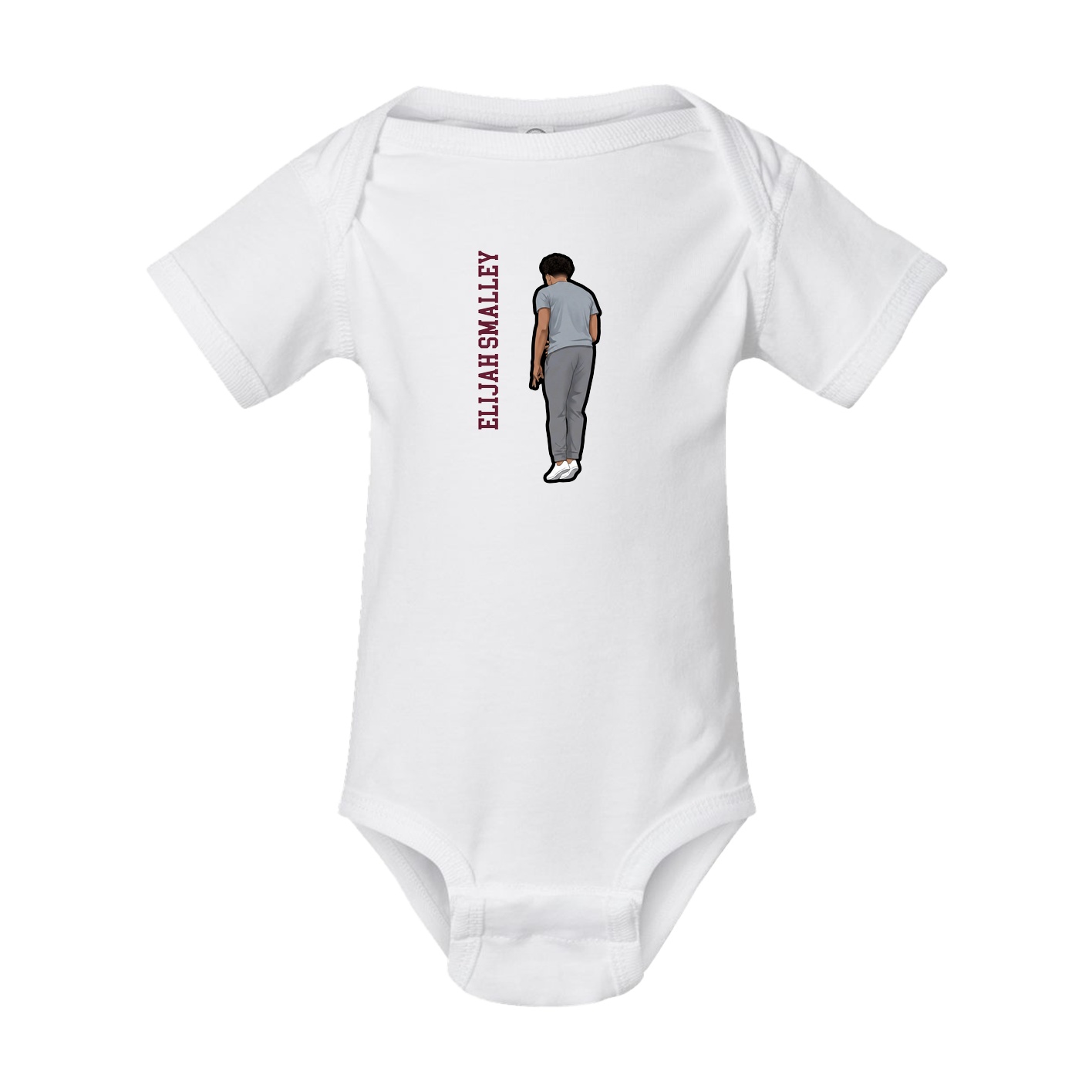 Baby Onesie — Name Vertical in White