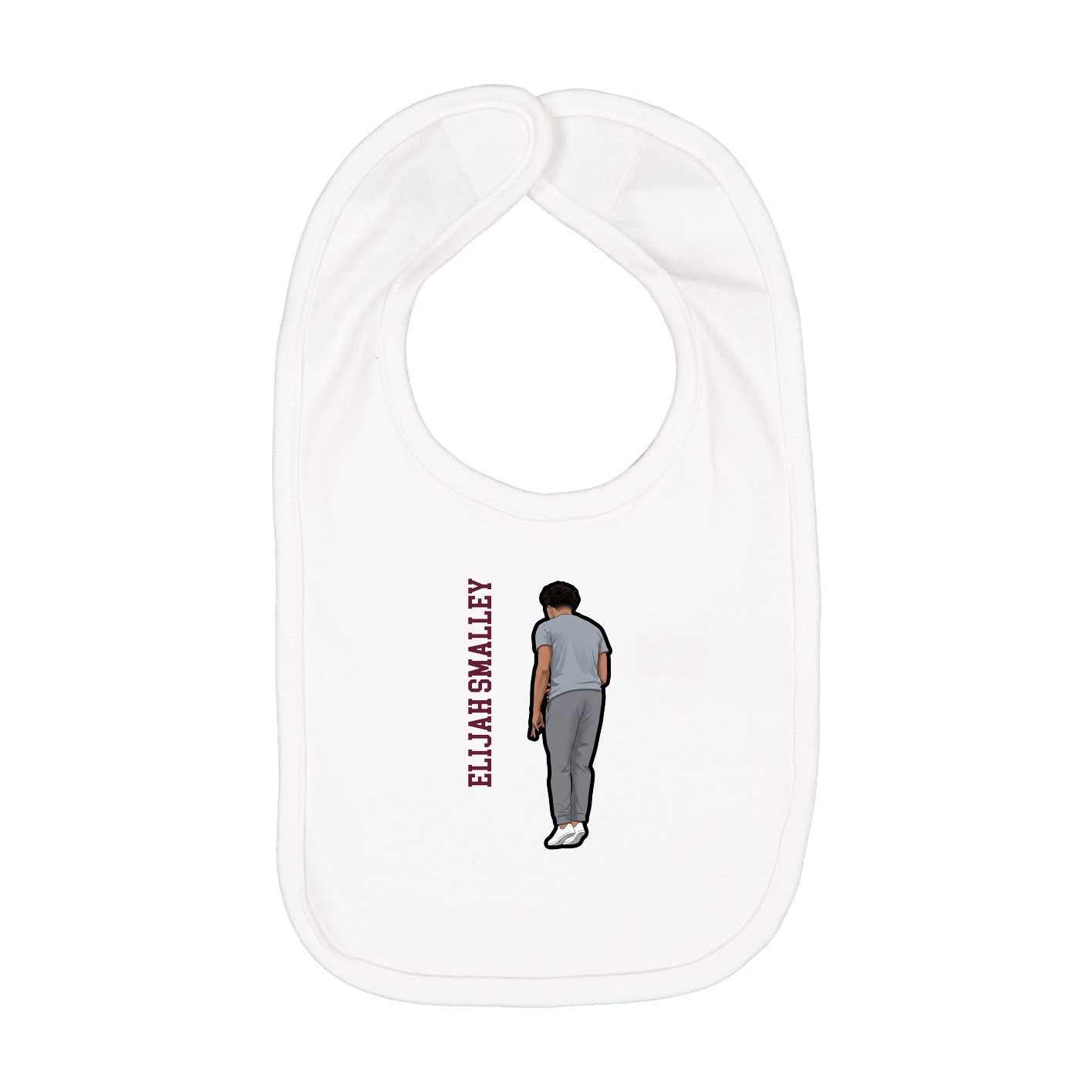 Infant Bib — Name Vertical in White