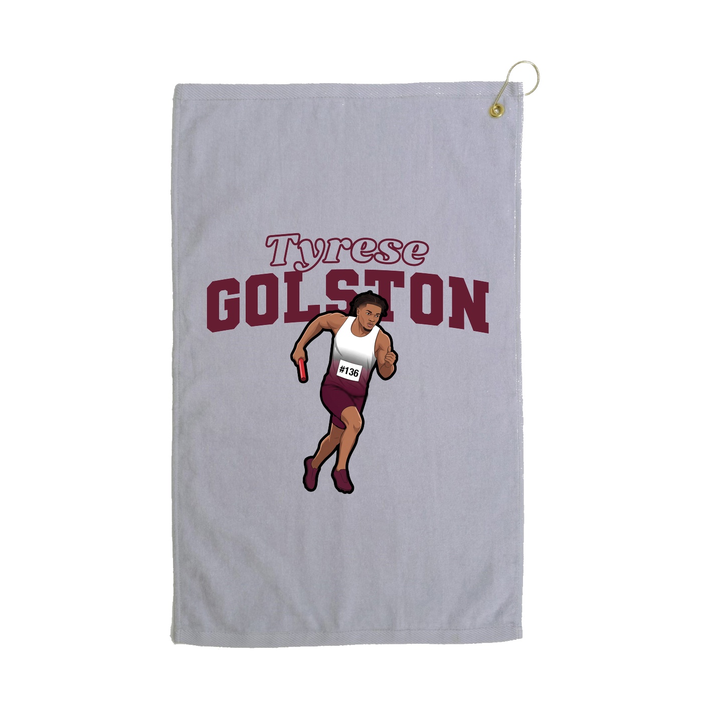 Golf Towel — Name Arch in Grey