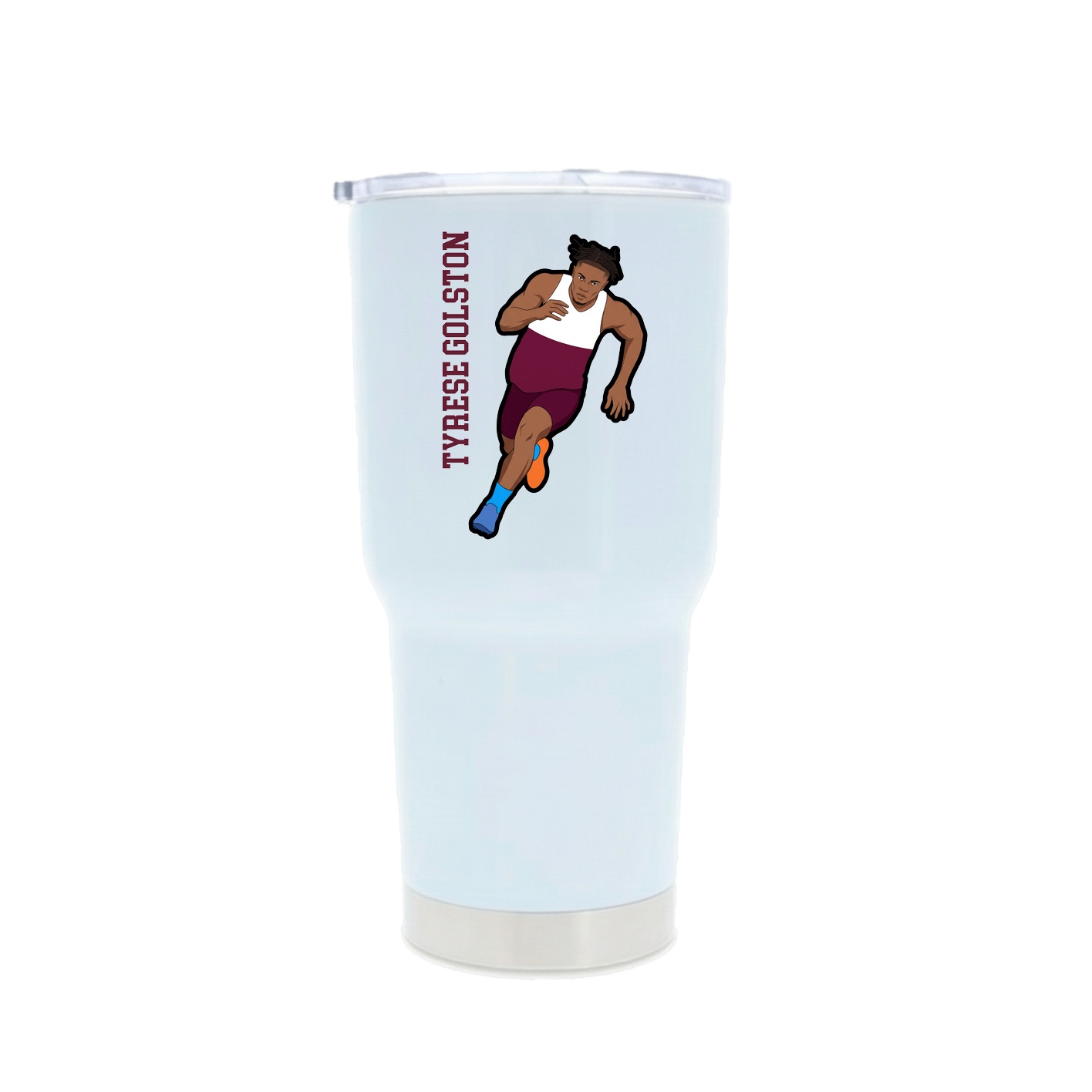 30oz Stainless Steel Tumbler — Name Vertical in White