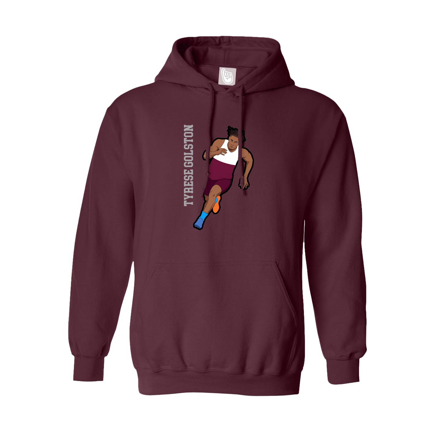 Hoodie — Name Vertical in Maroon