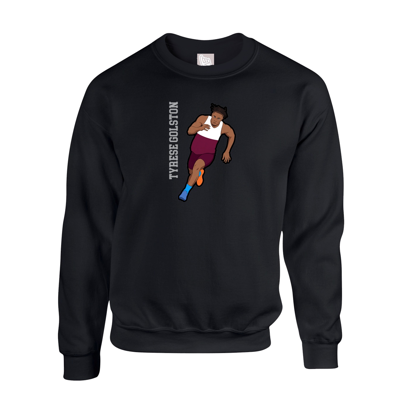 Fleece Crew — Name Vertical in Black
