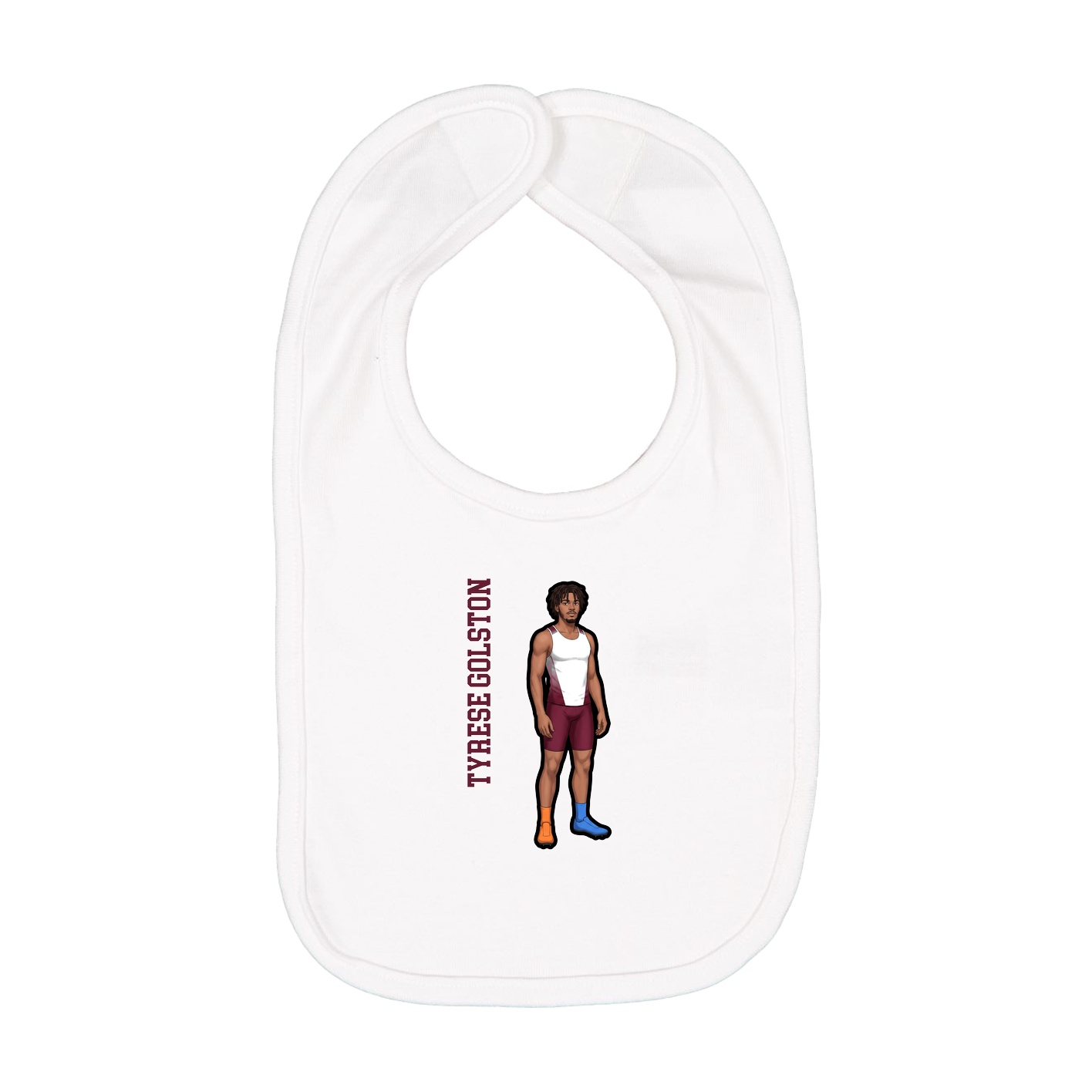 Infant Bib — Name Vertical in White