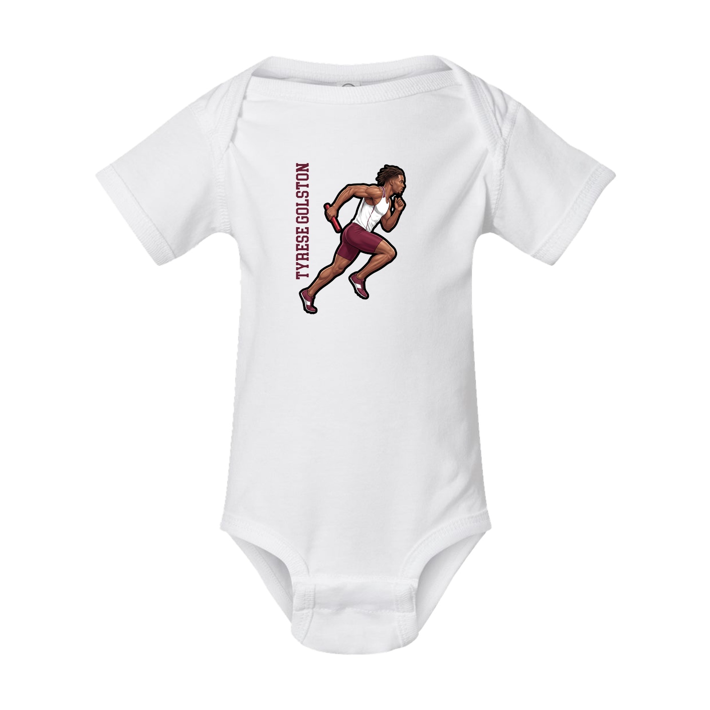 Baby Onesie — Name Vertical in White