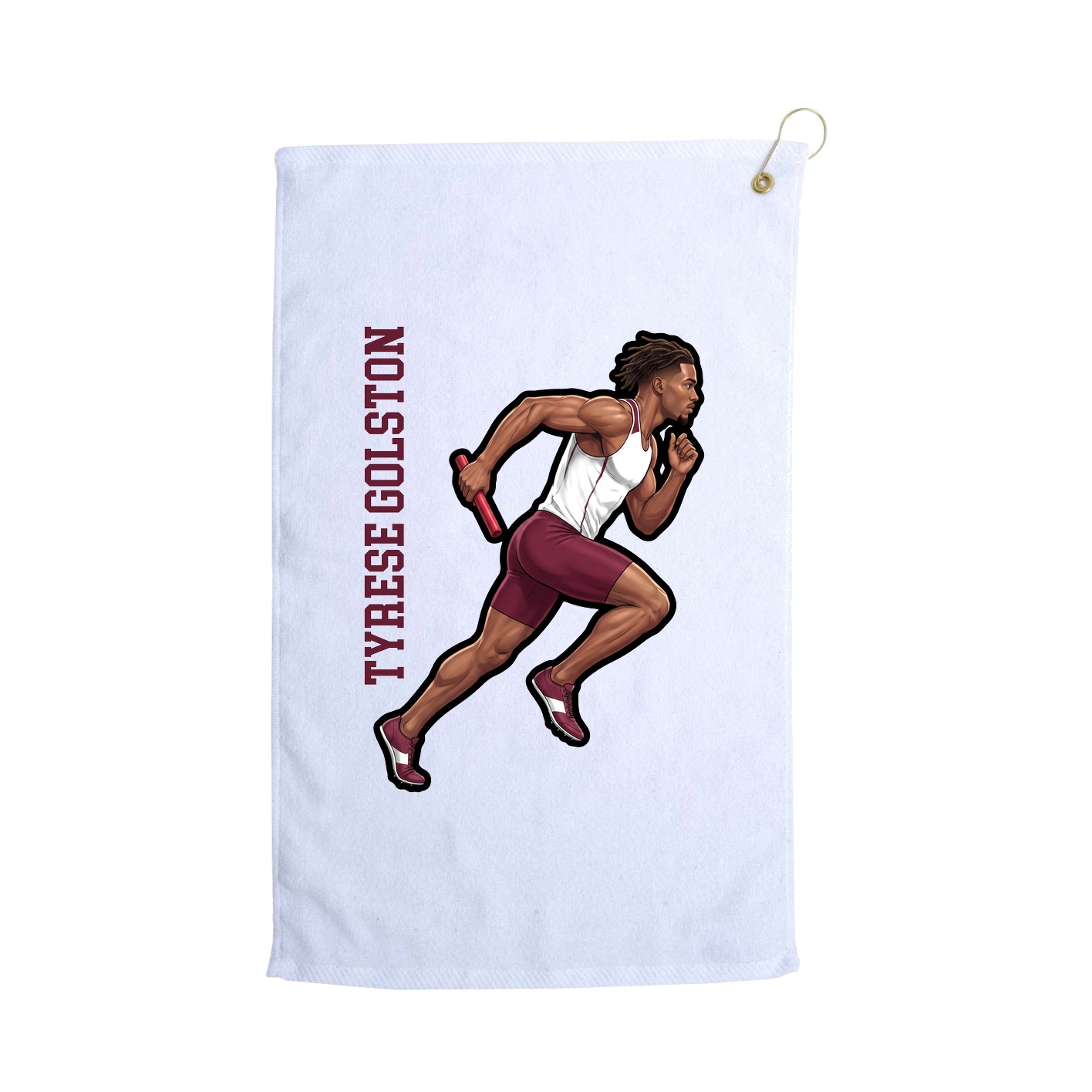 Golf Towel — Name Vertical in White