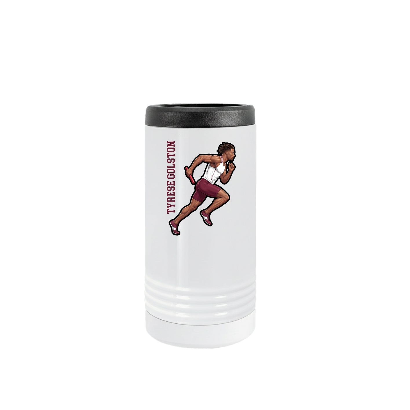 Slim Beverage Holder — Name Vertical in White