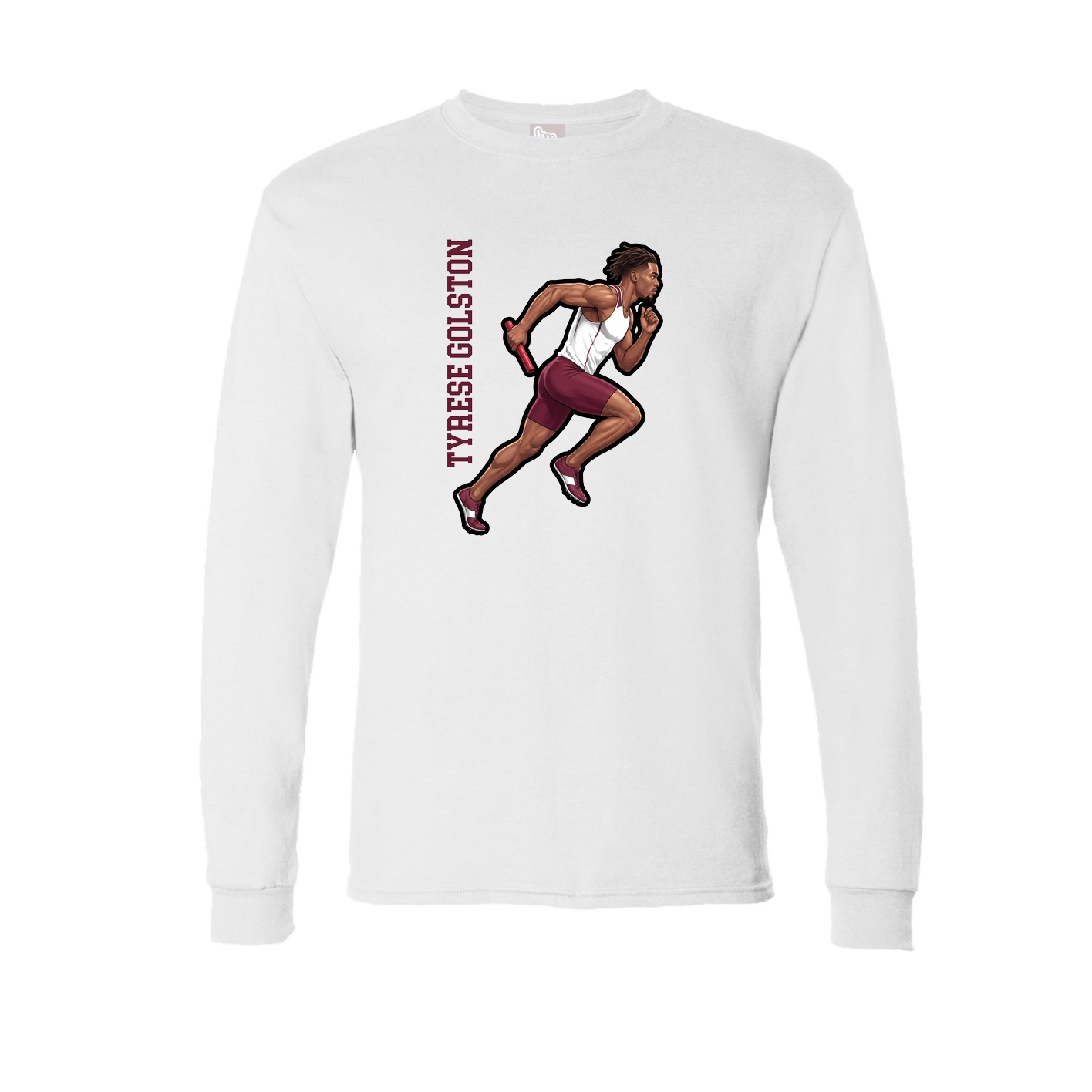 Long Sleeve Tee — Name Vertical in White
