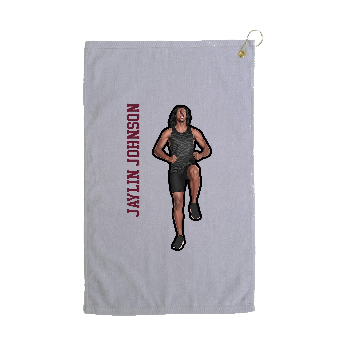 Golf Towel — Name Vertical in Grey