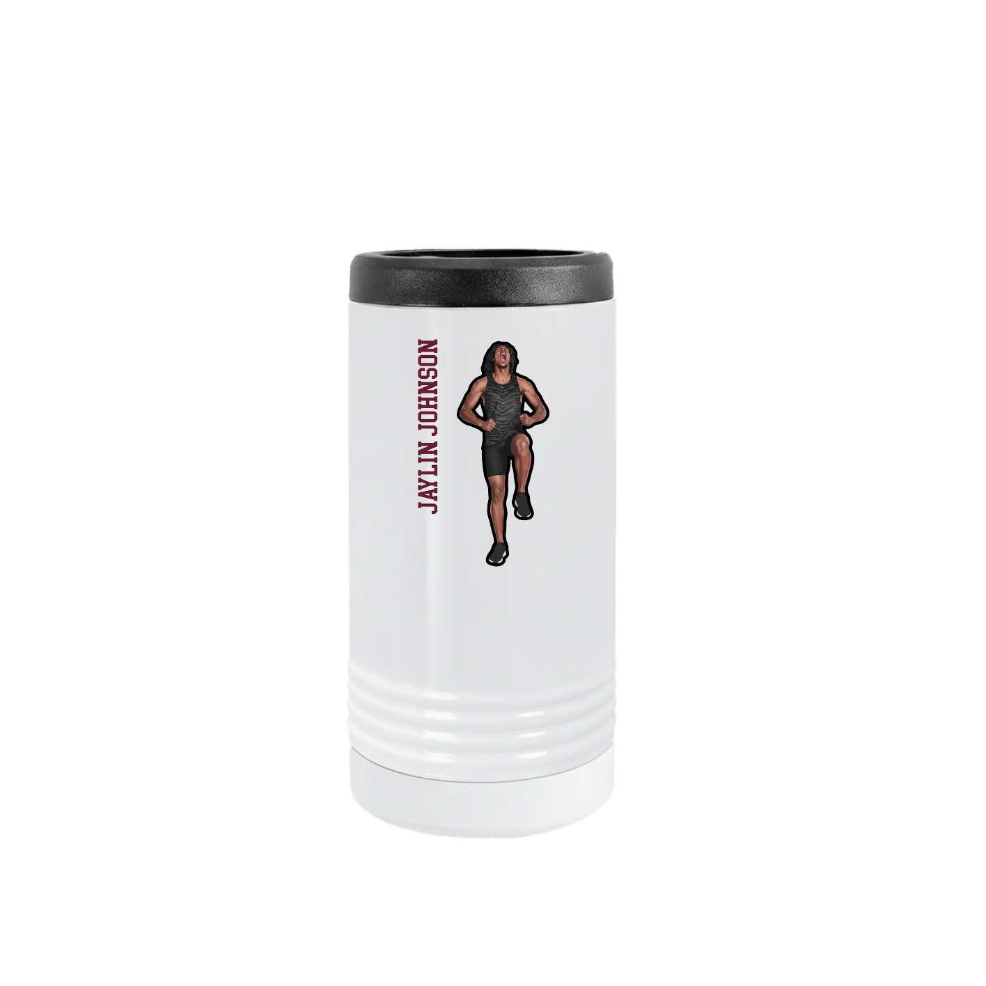 Slim Beverage Holder — Name Vertical in White