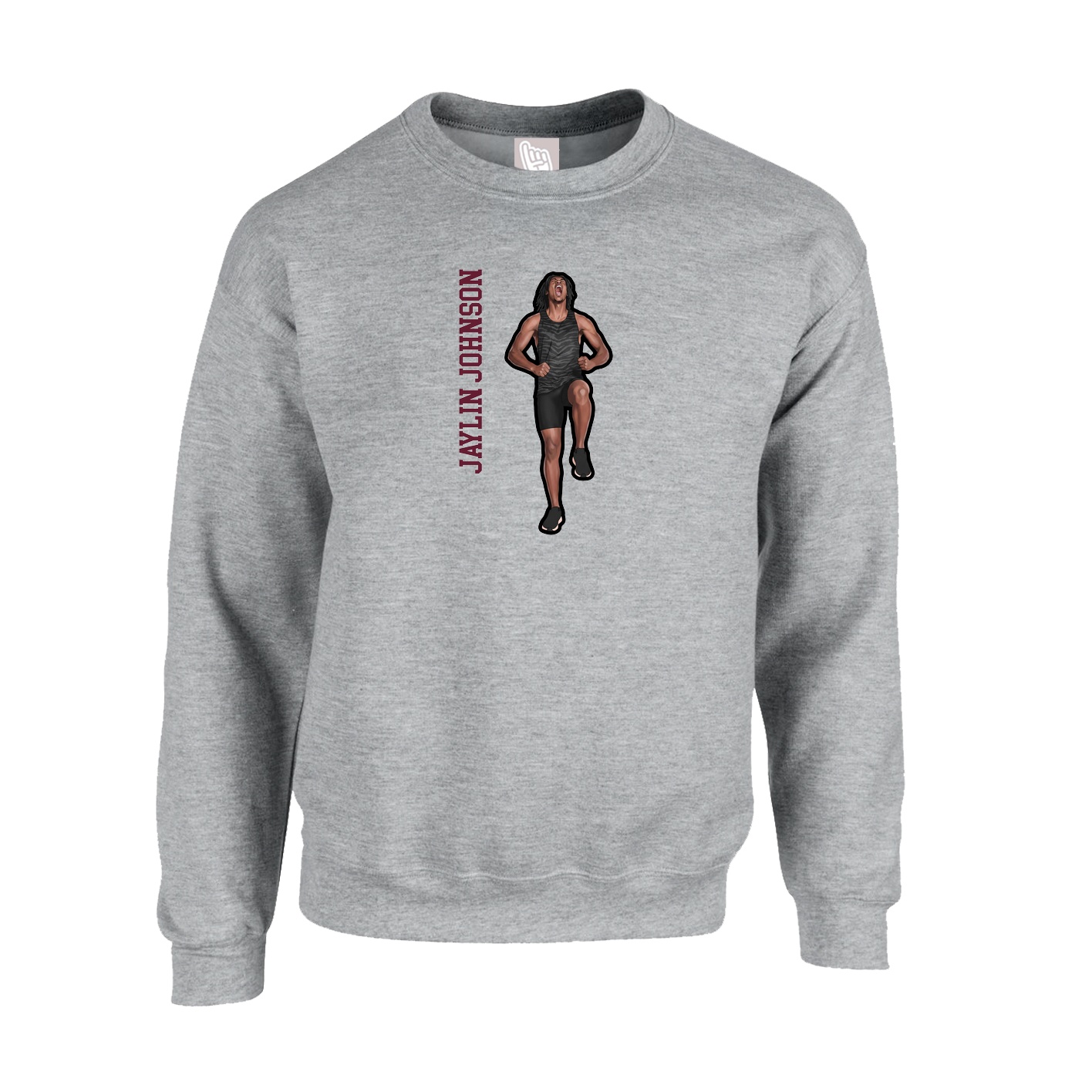 Fleece Crew — Name Vertical in Grey