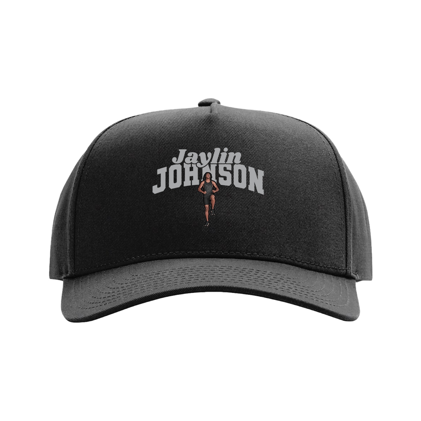 Full Fabric Five-Panel Champ Cap — Signature Arch in Black
