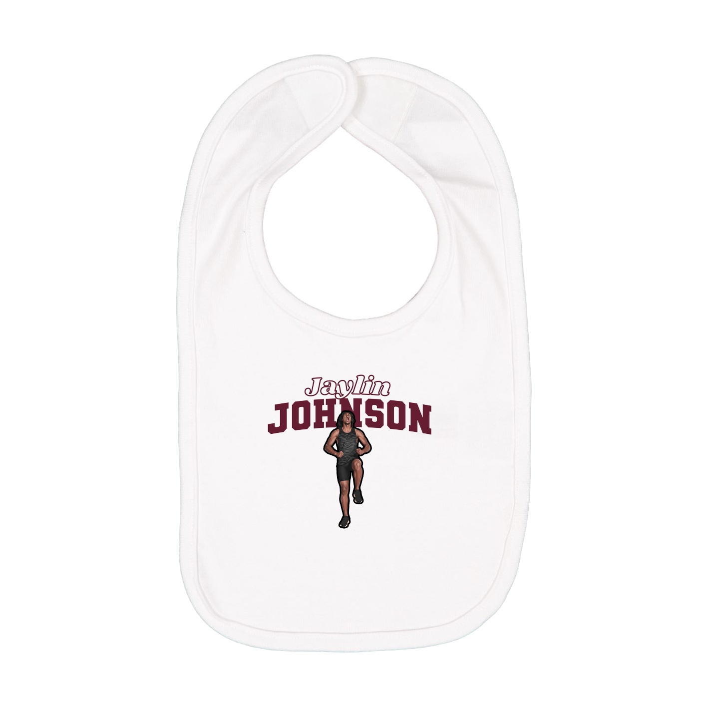 Infant Bib — Name Arch in White