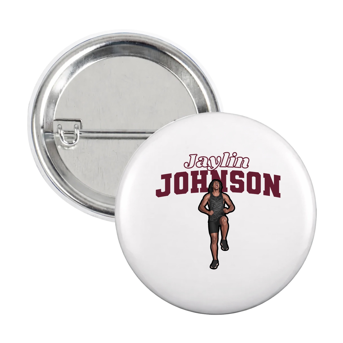 Game Day Button — Name Arch in White